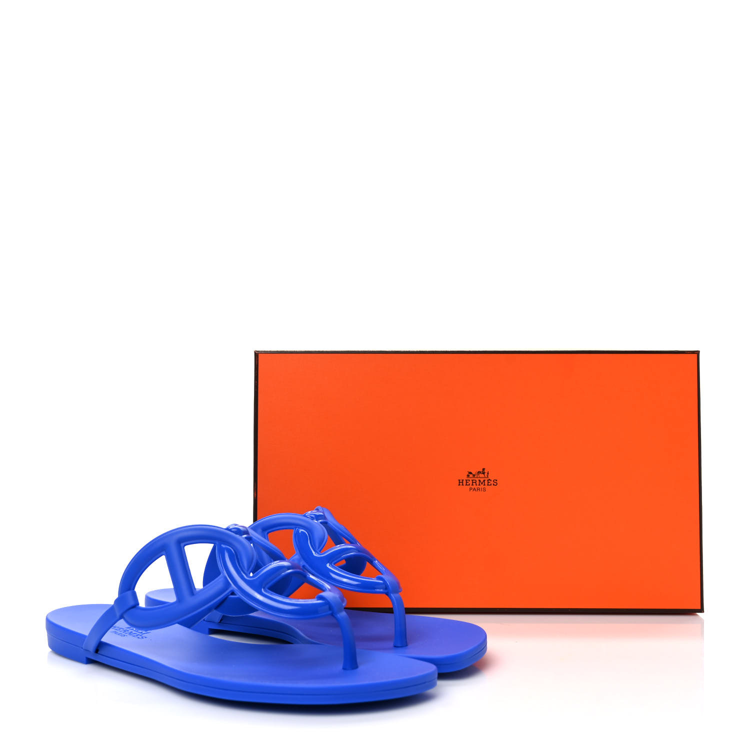 HERMES Rubber Womens Egerie Sandals 36 Bleu Outremer 1289975