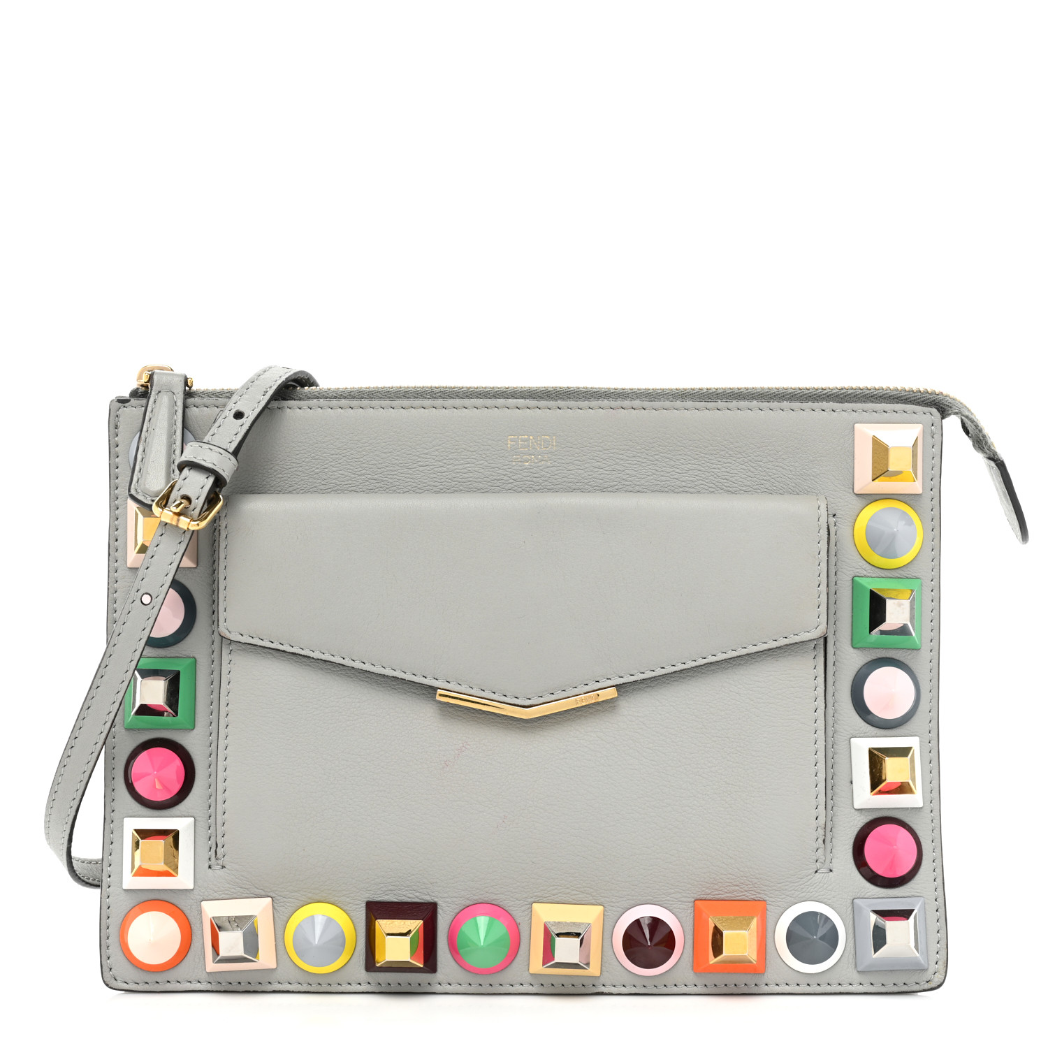 【関税&送料込】Fendi Multicolor Nappa Leather Pouch Fendi Diagonal Flat Pouch Leather Multicolor | Fendi
