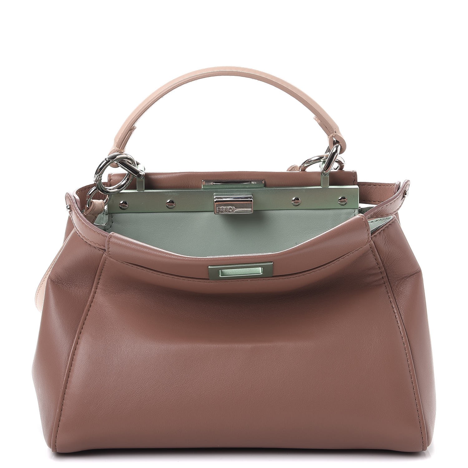 FENDI Nappa Colorblock Mini Peekaboo Iconic Satchel English