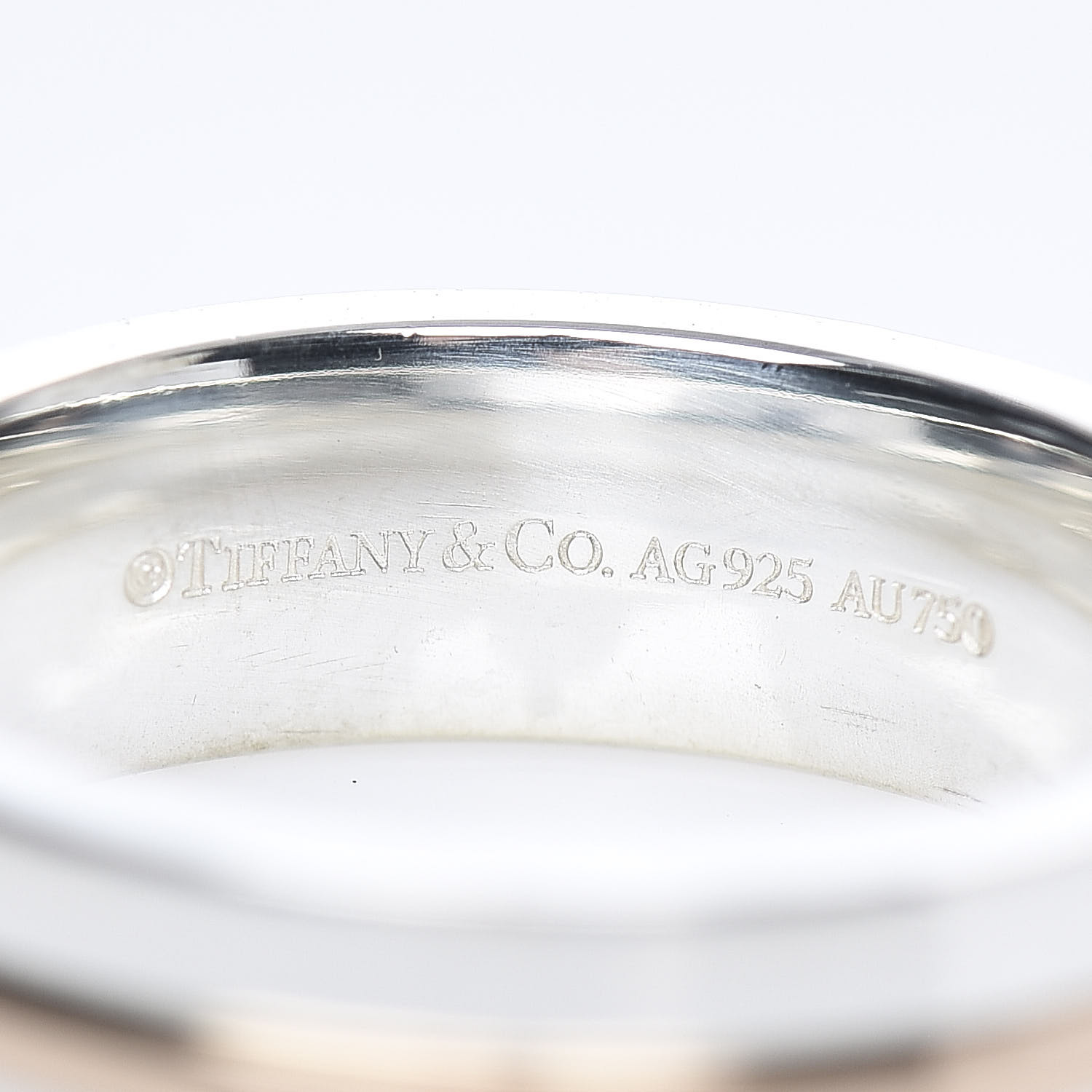 TIFFANY Sterling Silver 18K Rose Gold Tiffany T Wide Ring 54