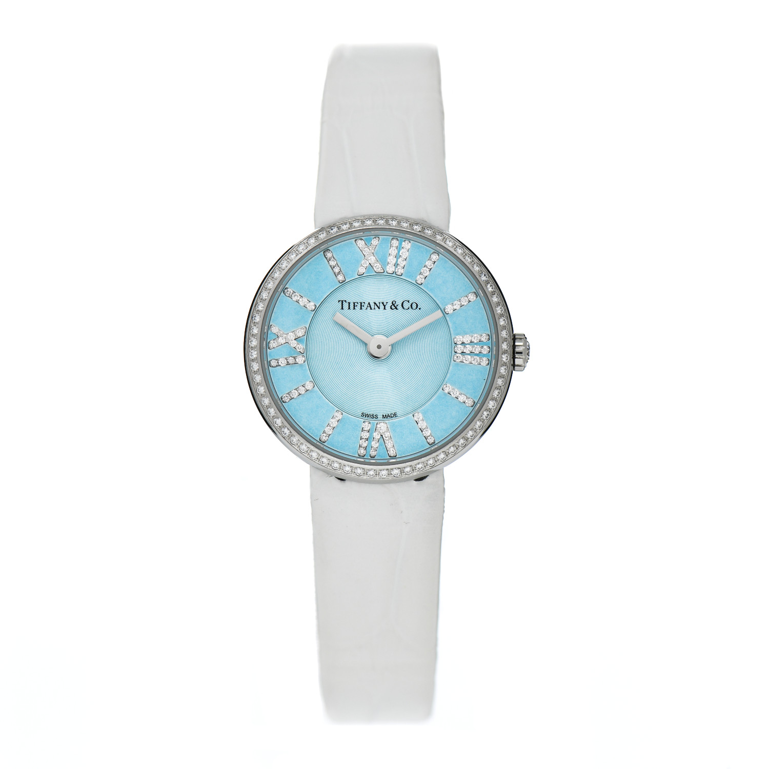 TIFFANY Stainless Steel Calfskin Diamond Bezel 24mm Atlas 2