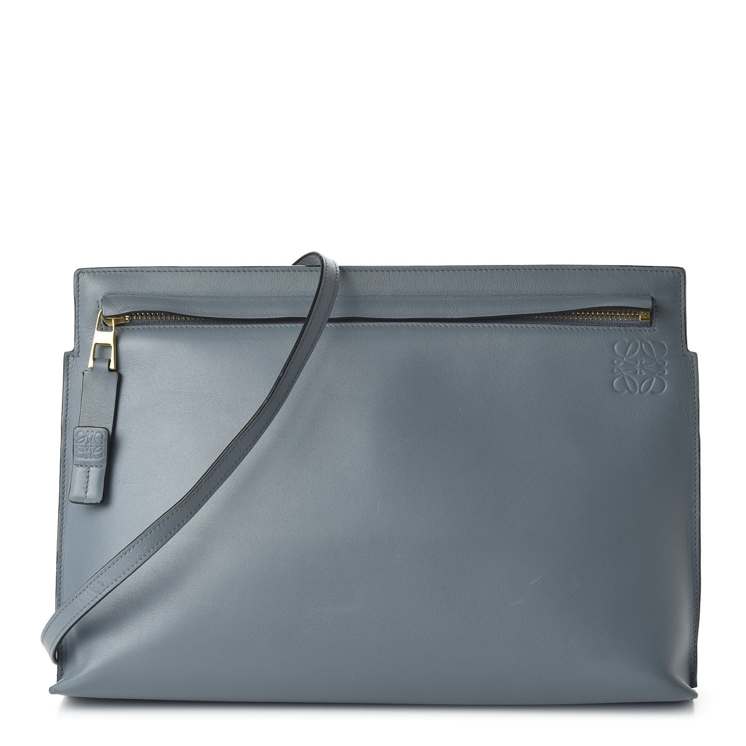 LOEWE Calfskin T Pouch Bag Stone Blue 667207 | FASHIONPHILE