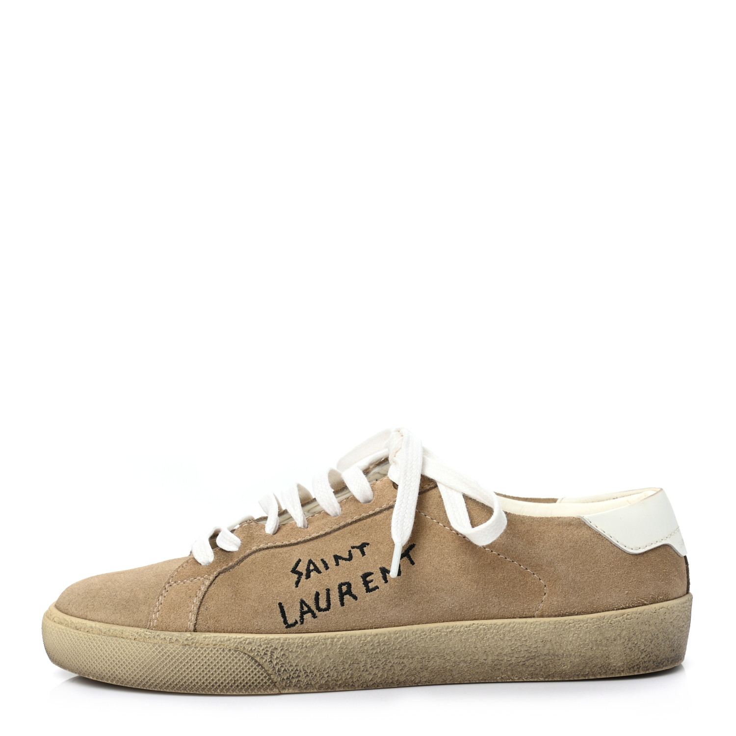 SAINT LAURENT Distressed Suede Womens Court Classic Sneakers