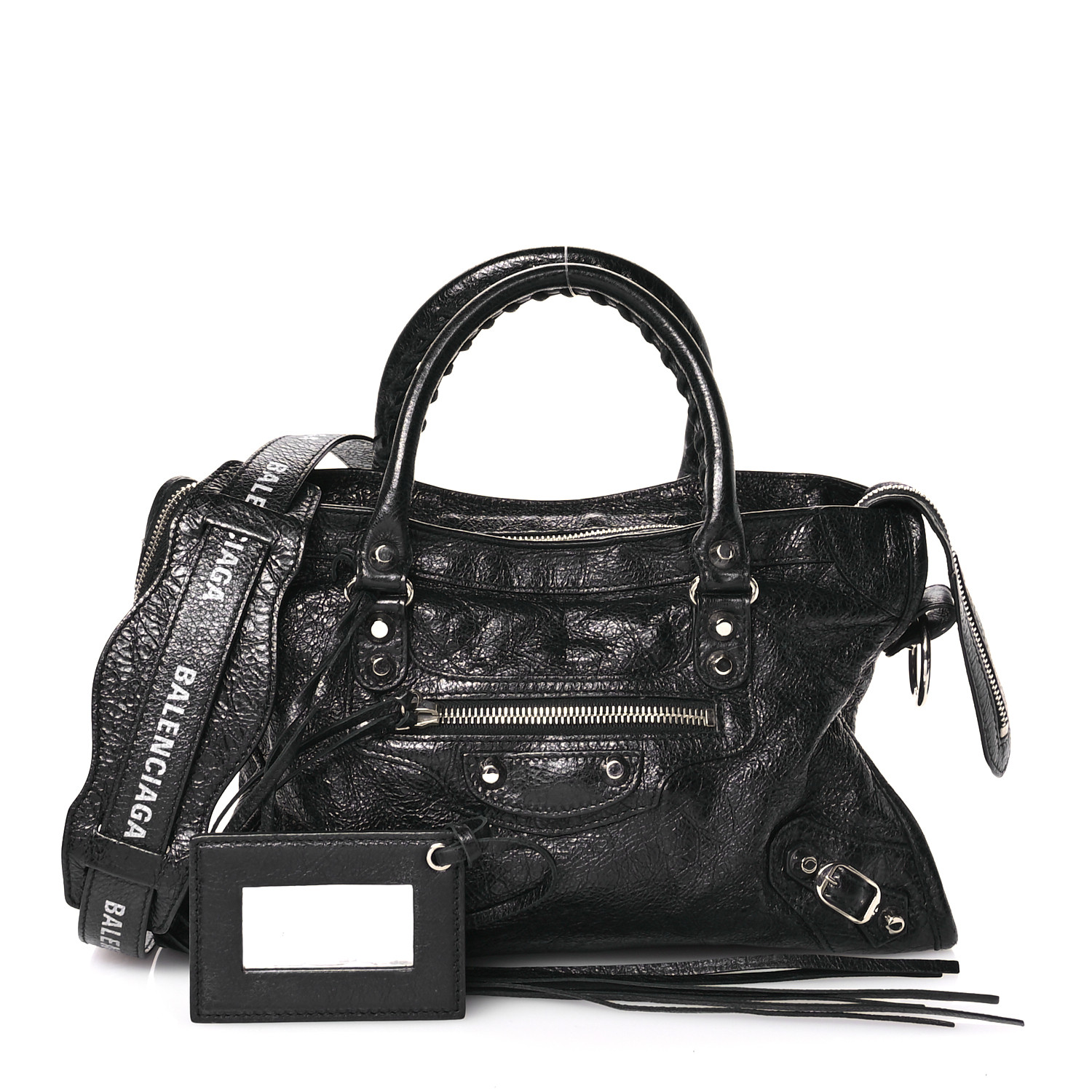 BALENCIAGA Classic City S ブラック ロゴ入りストラップ BALENCIAGA Agneau Classic Hardware S City Logo Strap Black