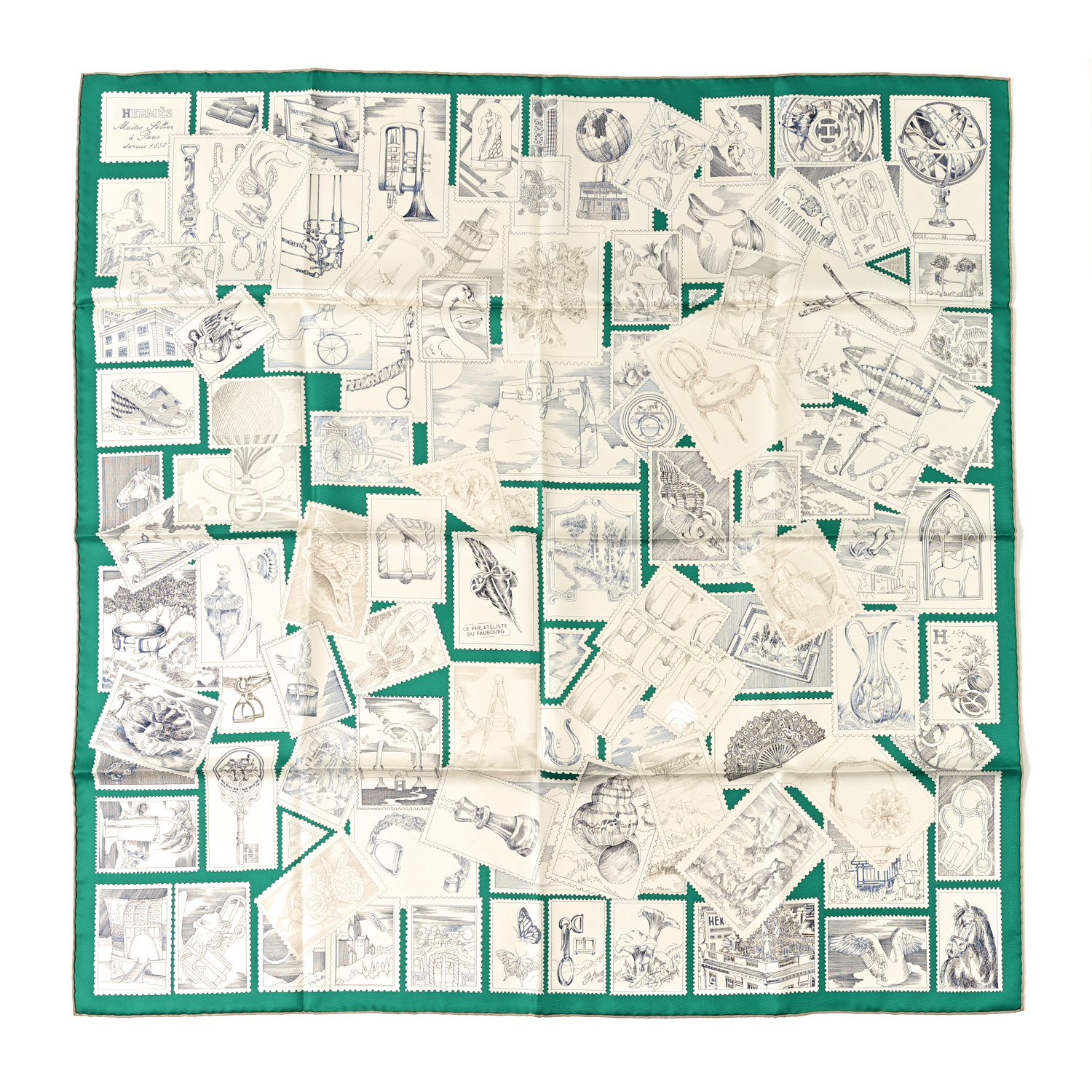*HERMES*シルクスカーフ 90 Le Philateliste du Faubourg カレ Le Philateliste du Faubourg scarf 90 | Hermès Canada