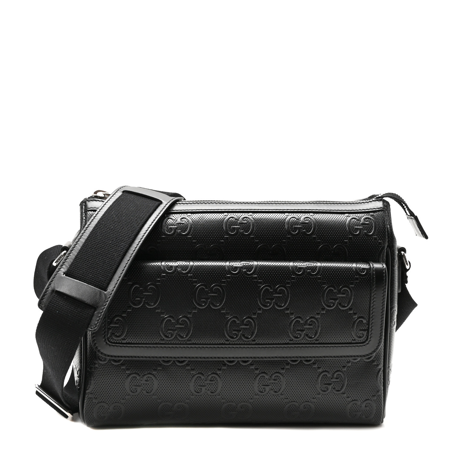 【GUCCI 】Tennis 20 GG Embossed Two-Tone Messenger Bag Authentic GUCCI Calfskin GG Tennis Embossed Square Messenger