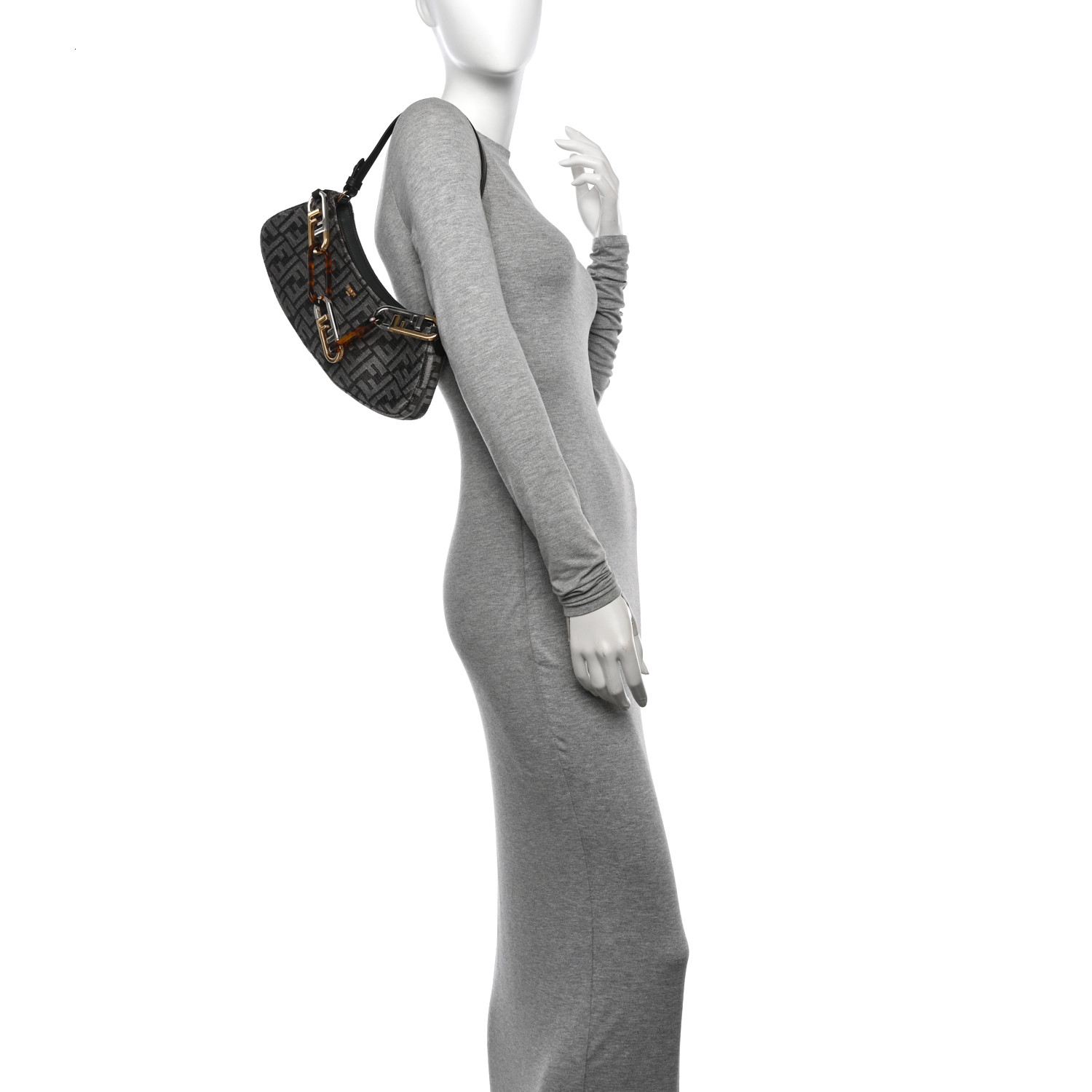 FENDI Chenille Vitello King Plexiglass FF O'Lock Swing