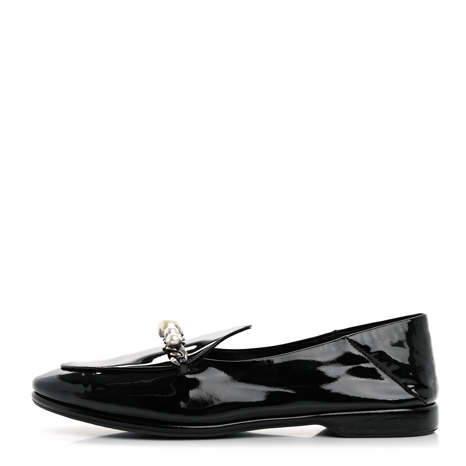 MIU MIU Vernice Soft Pearl Chain Convertible Loafers 39