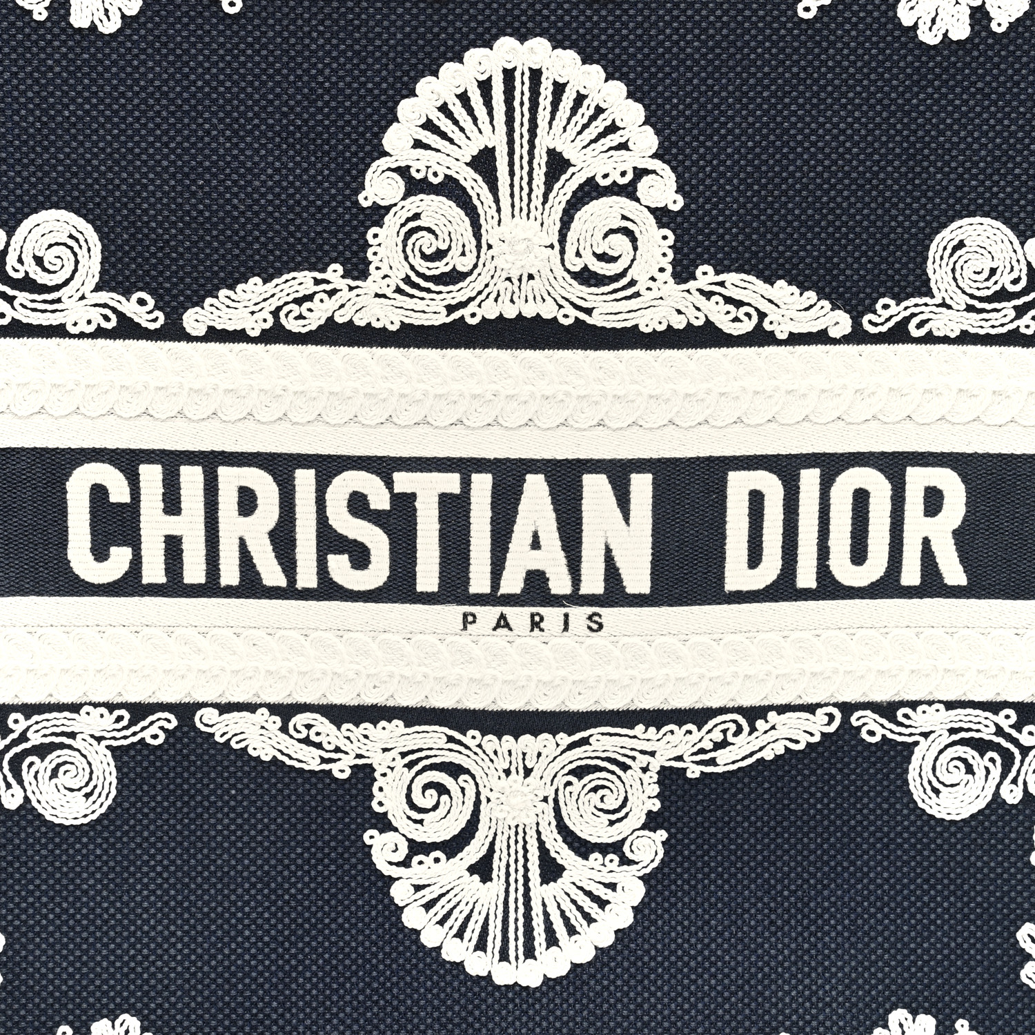 CHRISTIAN DIOR Canvas Embroidered Cornely Book Tote Blue