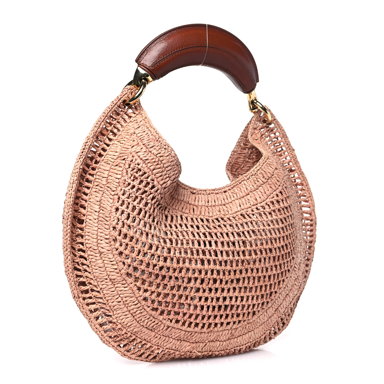 CHLOE Calfskin Raffia Banana Hobo Summery Beige 1636424