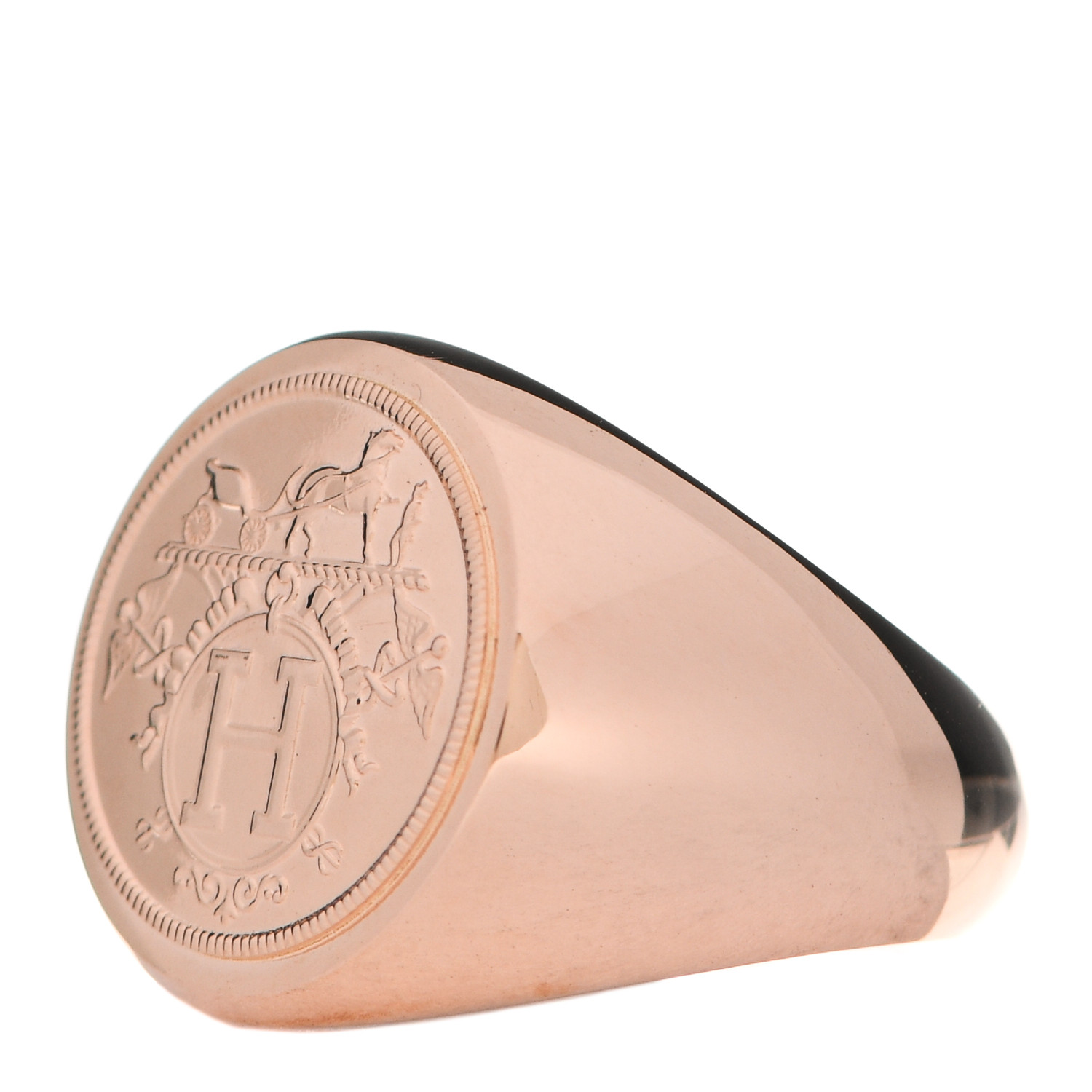 HERMES 18K Rose Gold PM Ex-Libris Signet Ring 51 5.75 926344