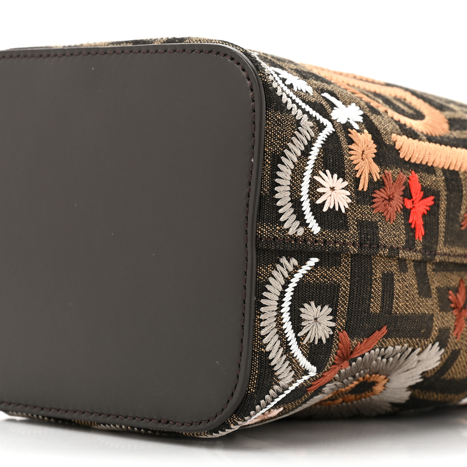 FENDI Fabric Jacquard FF Floral Embroidered Quilted Mini Mon