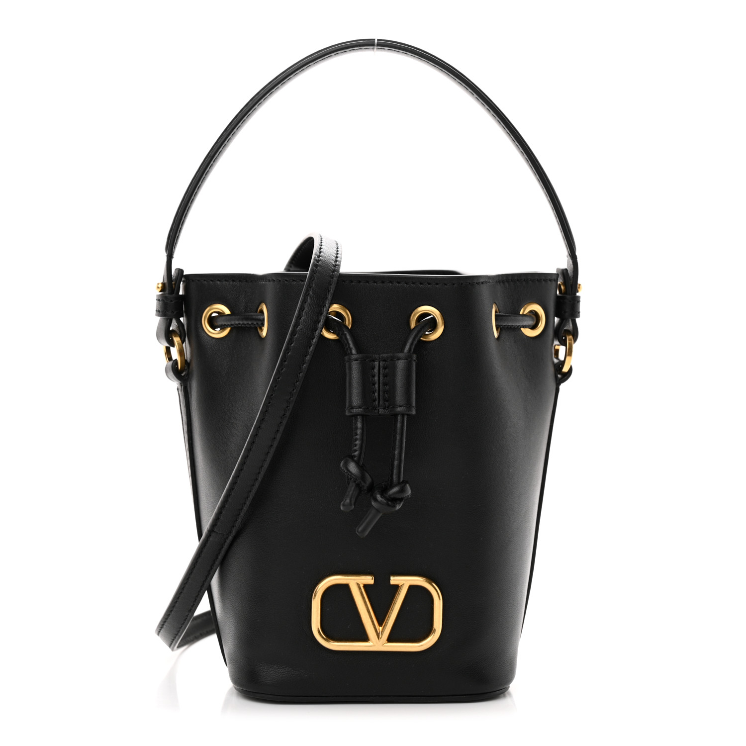ショルダーバッグ・ポシェット Valentino Garavani Black Nappa Leather Quiltie Bucket Bag VALENTINO GARAVANI Nappa Small Carry Secrets Bucket Bag