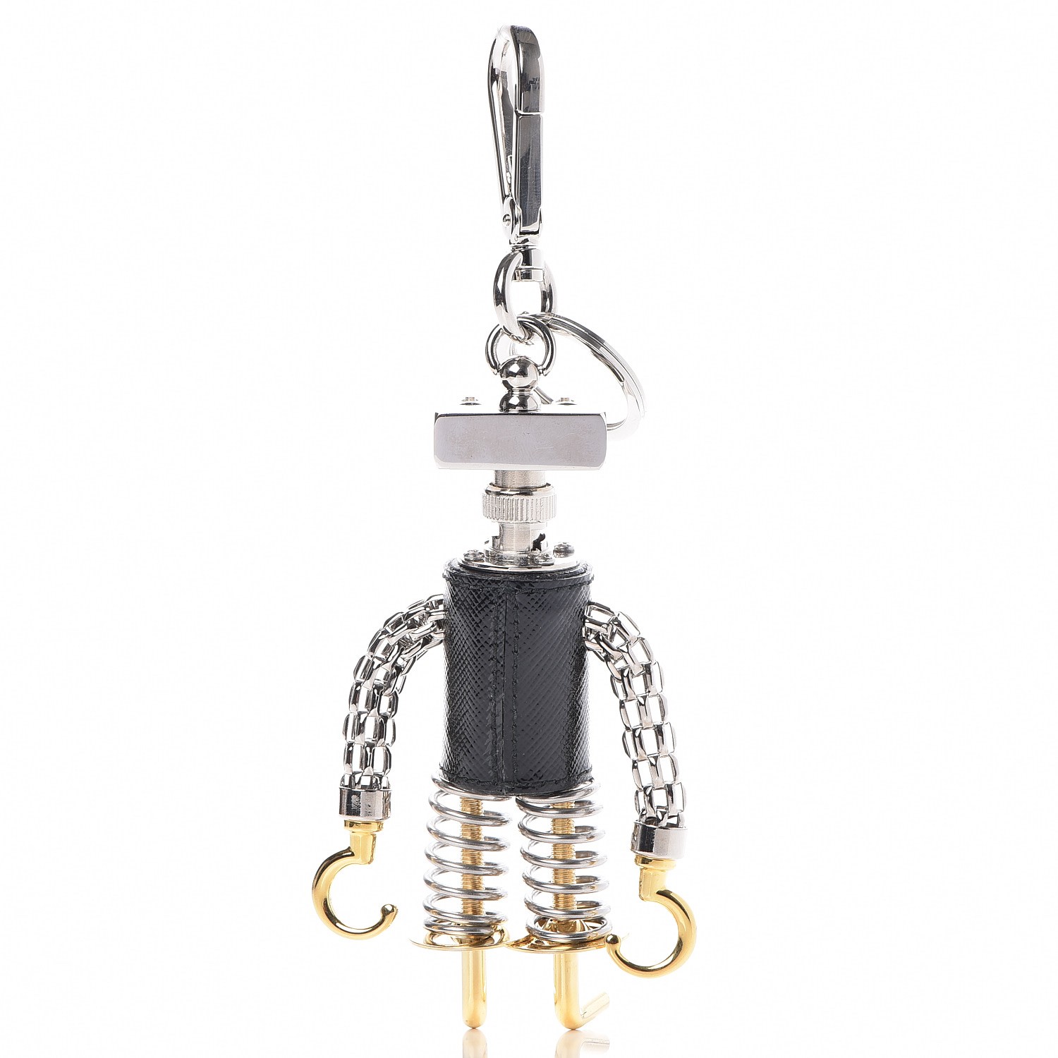 PRADA Saffiano Robot Edward Hook Trick Keychain 254744