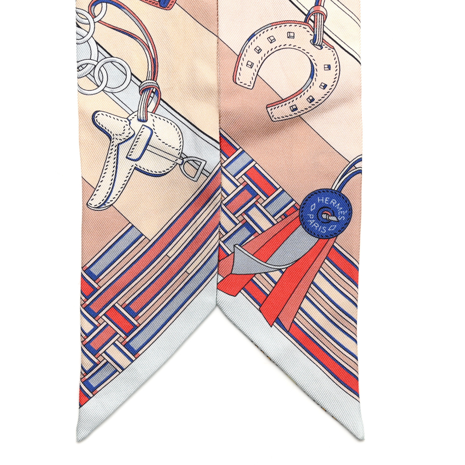 HERMES 新作ツイリー Brides et Gris-Gris Twilly(Rose Poudre) HERMES Silk Brides et Gris Twilly Rose Poudre Bleu Gris