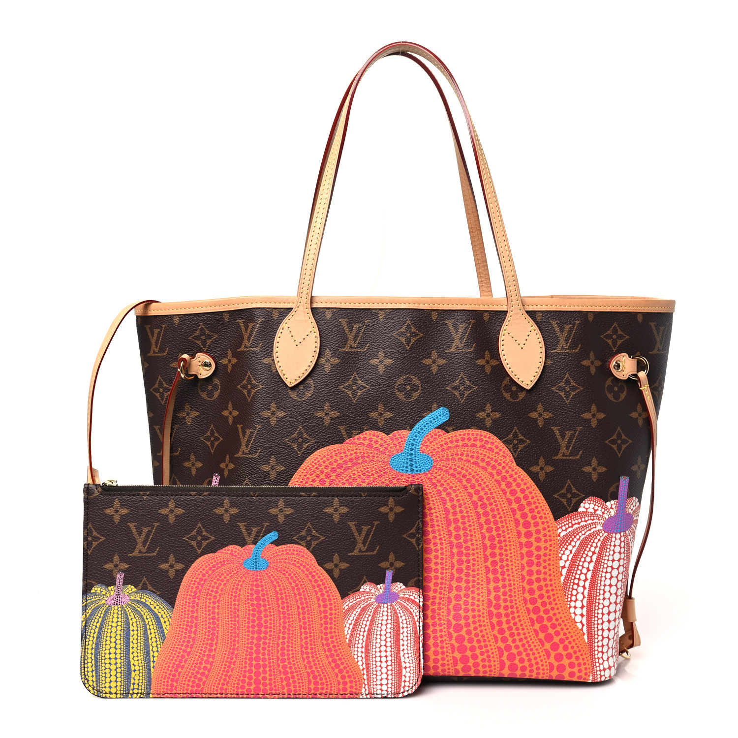 LOUIS VUITTON LV X YK Monogram Kusama Pumpkin Neverfull MM