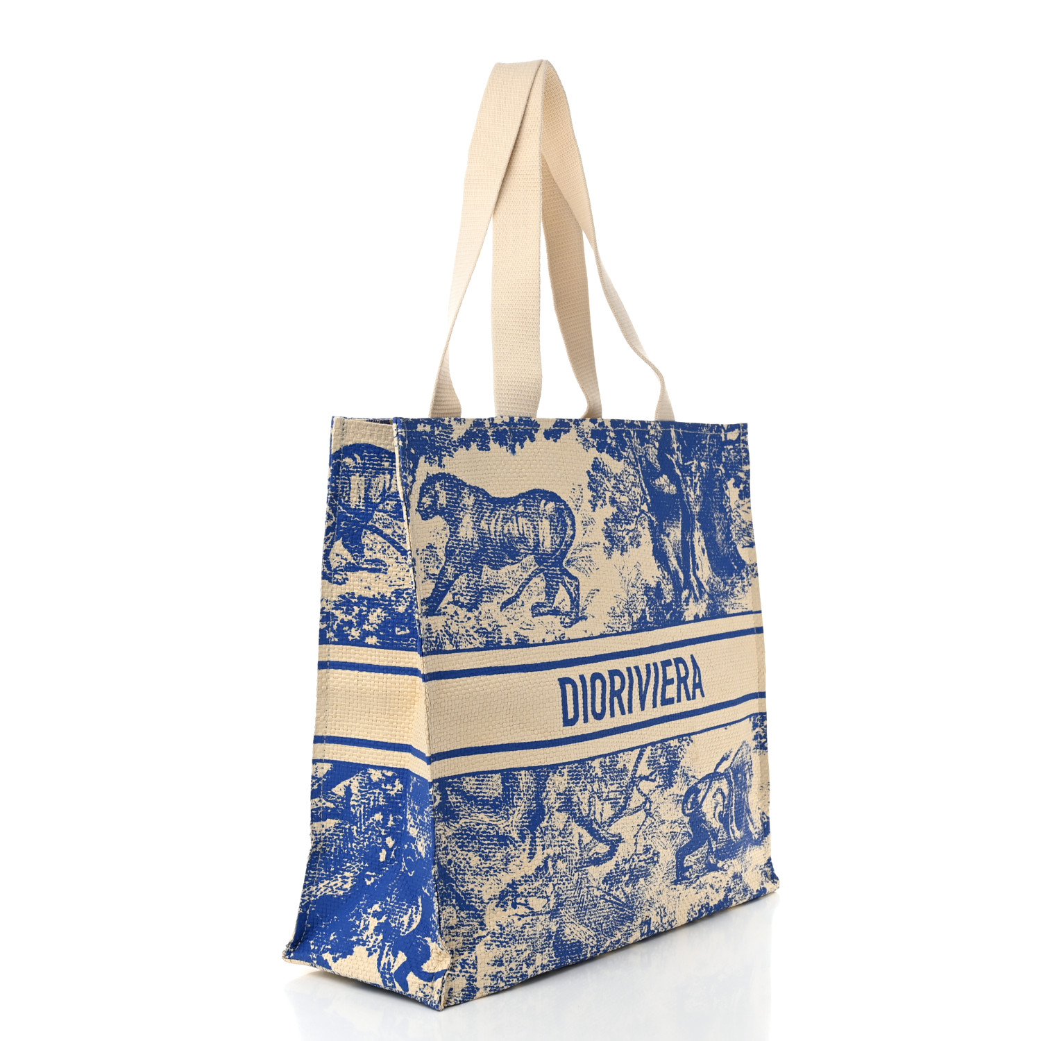 CHRISTIAN DIOR Straw Dioriviera Tote Blue 1665693 | FASHIONPHILE