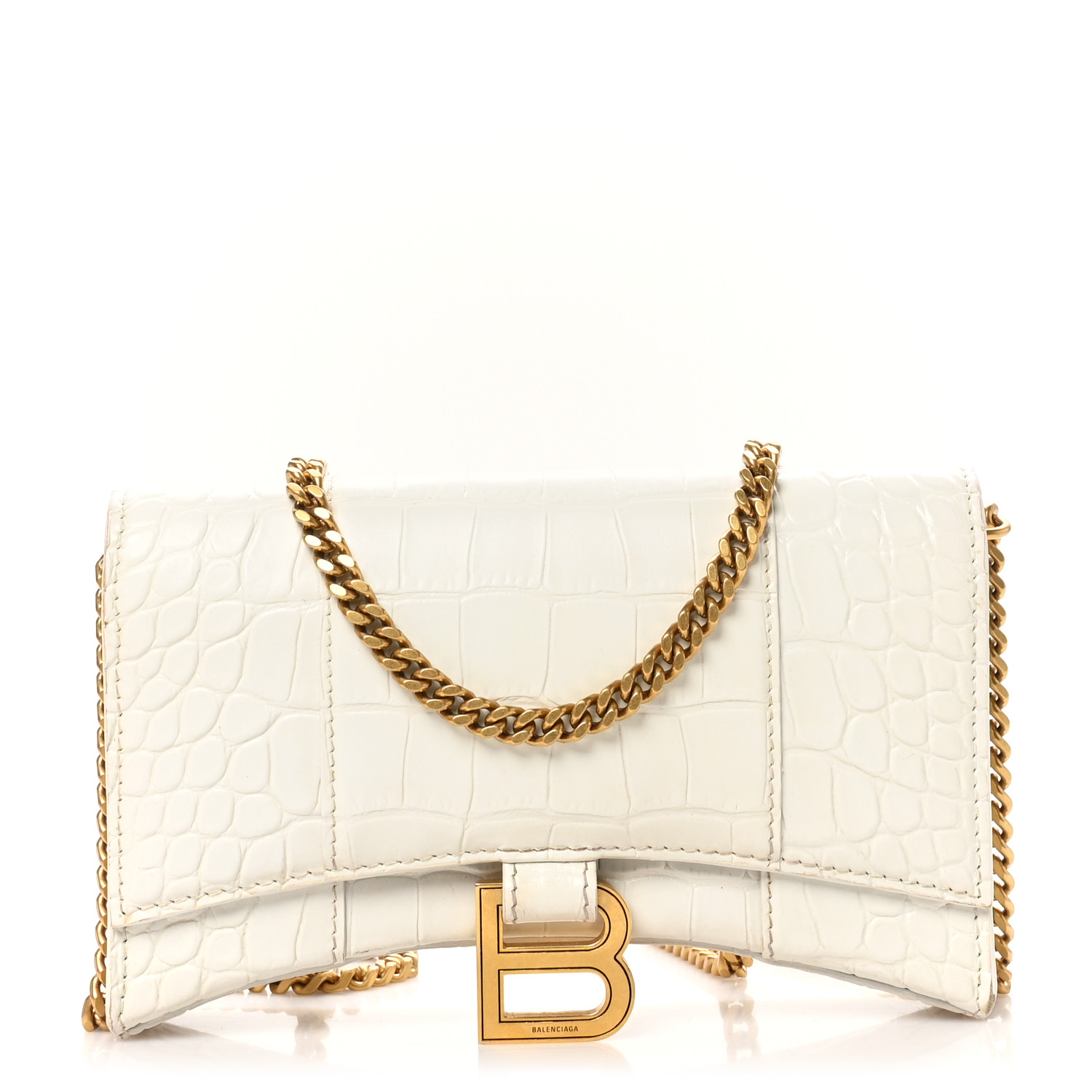 関税込【BALENCIAGA】Hourglass クロコ チェーンウォレットBeige 関税込【BALENCIAGA】Hourglass クロコ チェーンウォレットBeige