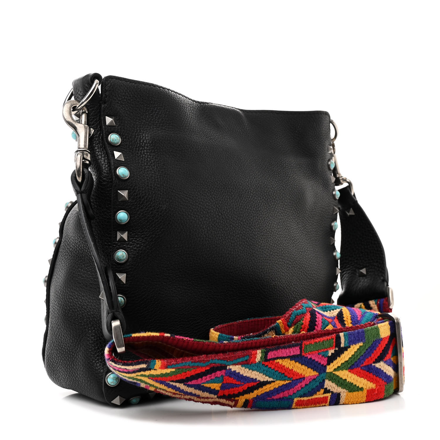 VALENTINO GARAVANI Pebbled Calfskin Tribal Small Guitar