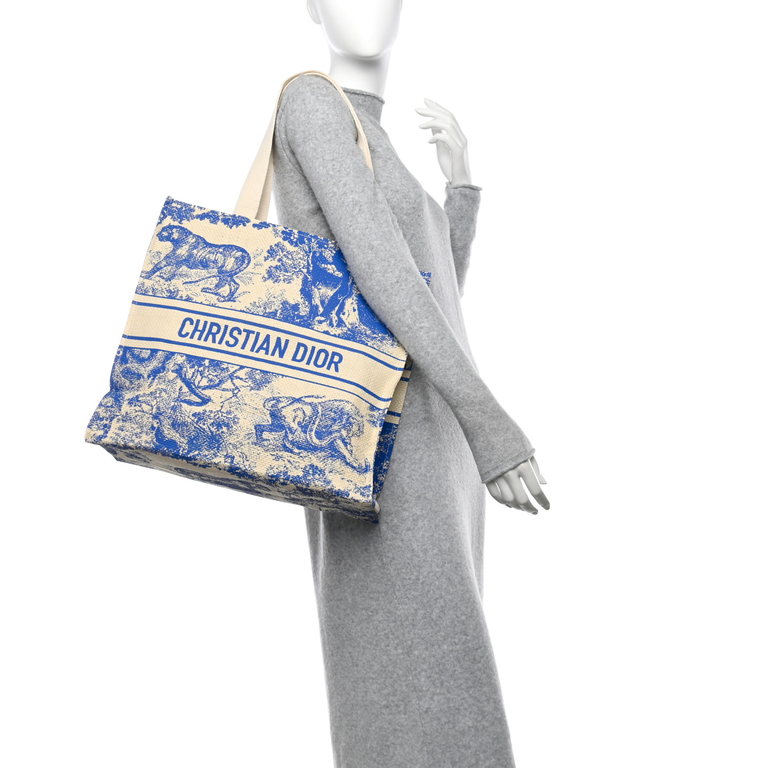 CHRISTIAN DIOR Straw Dioriviera Tote Blue 1665693 | FASHIONPHILE