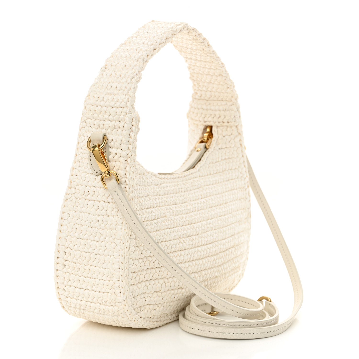 MIU MIU Crochet Mini Wander Hobo White 1665718 | FASHIONPHILE