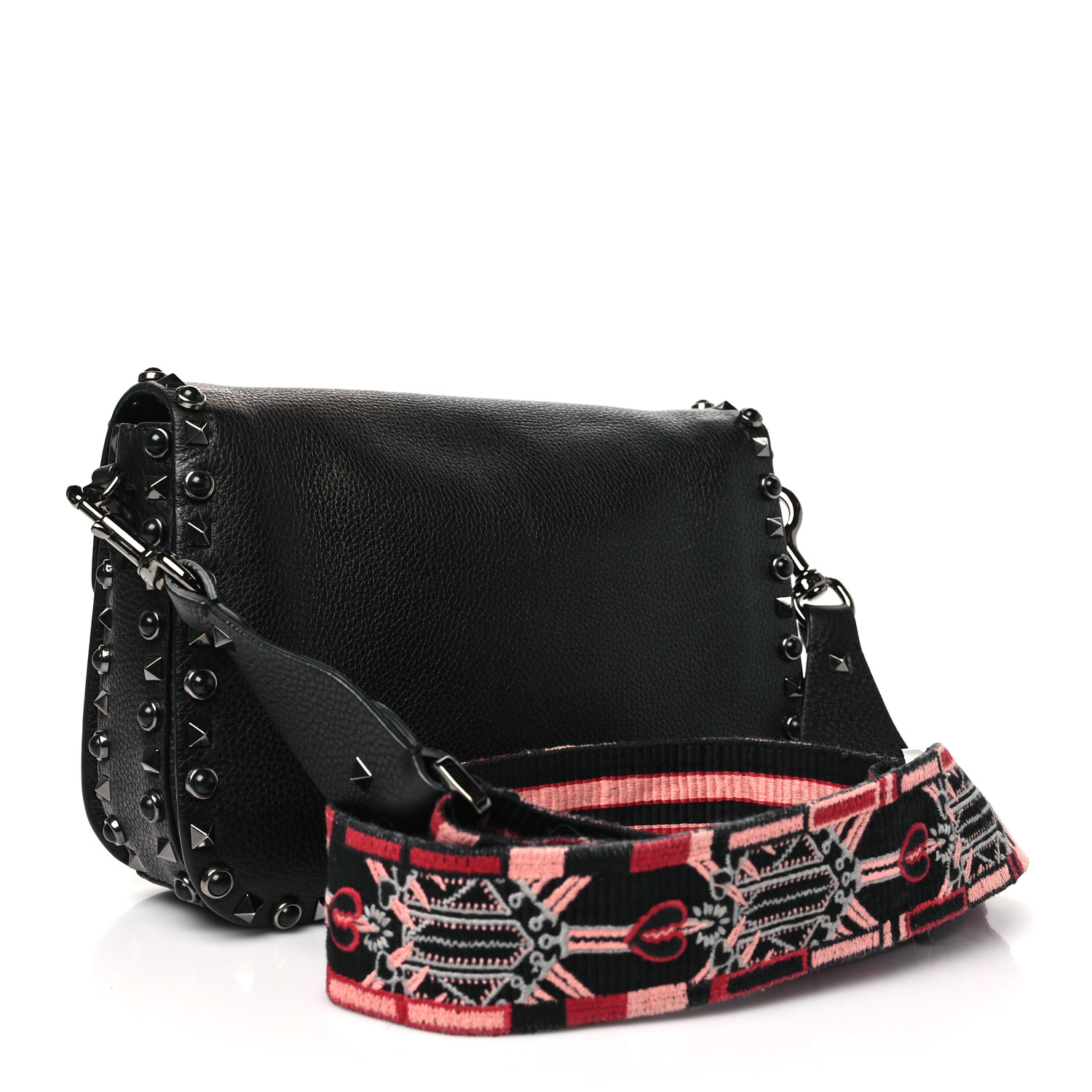 【関税＆送料込み】Valentino Garavani Garnet Calfskin Rocks Valentino Garavani Leather Rock Studs Shoulder Bag Multi