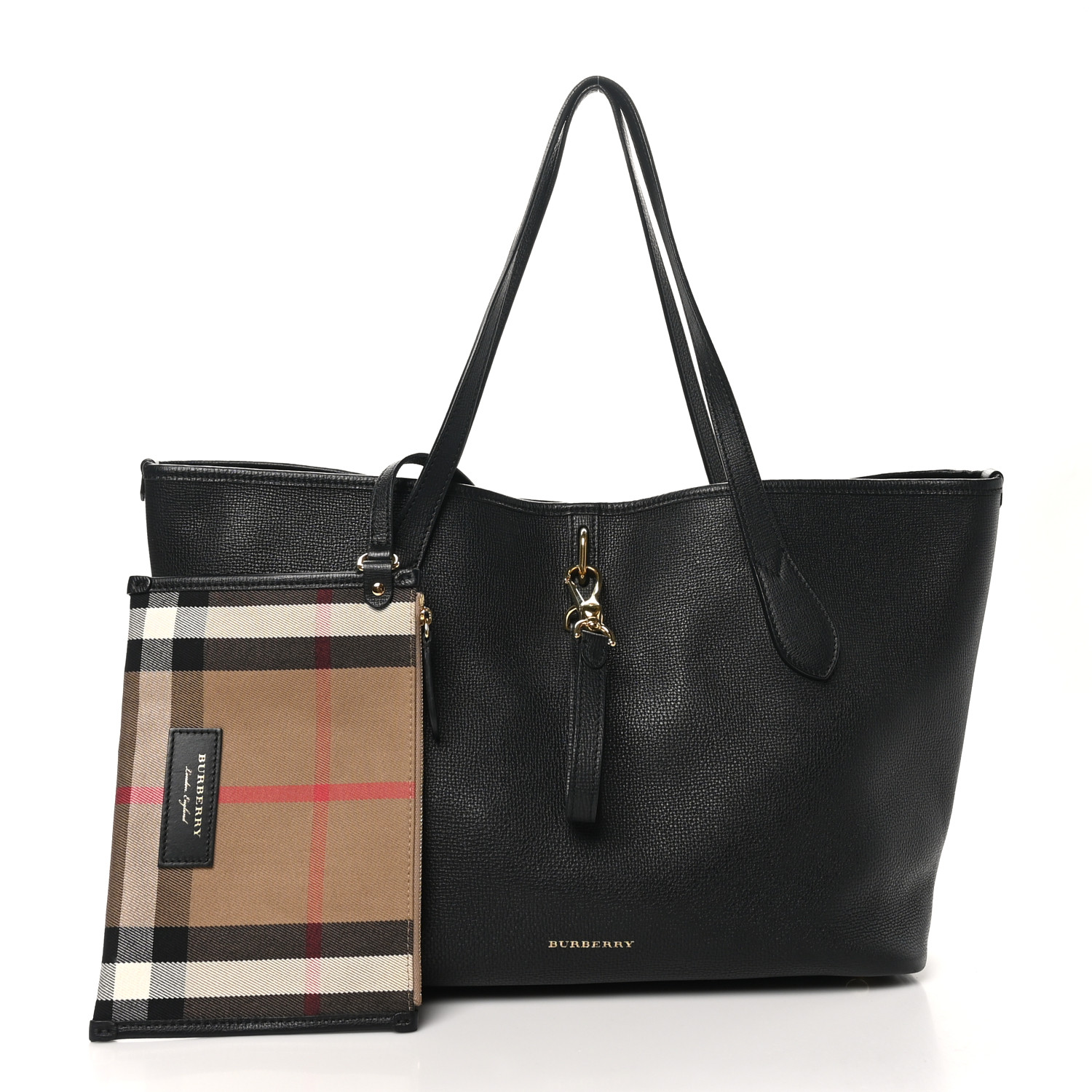 BURBERRY Grainy Calfskin Medium Honeybrook Tote Black