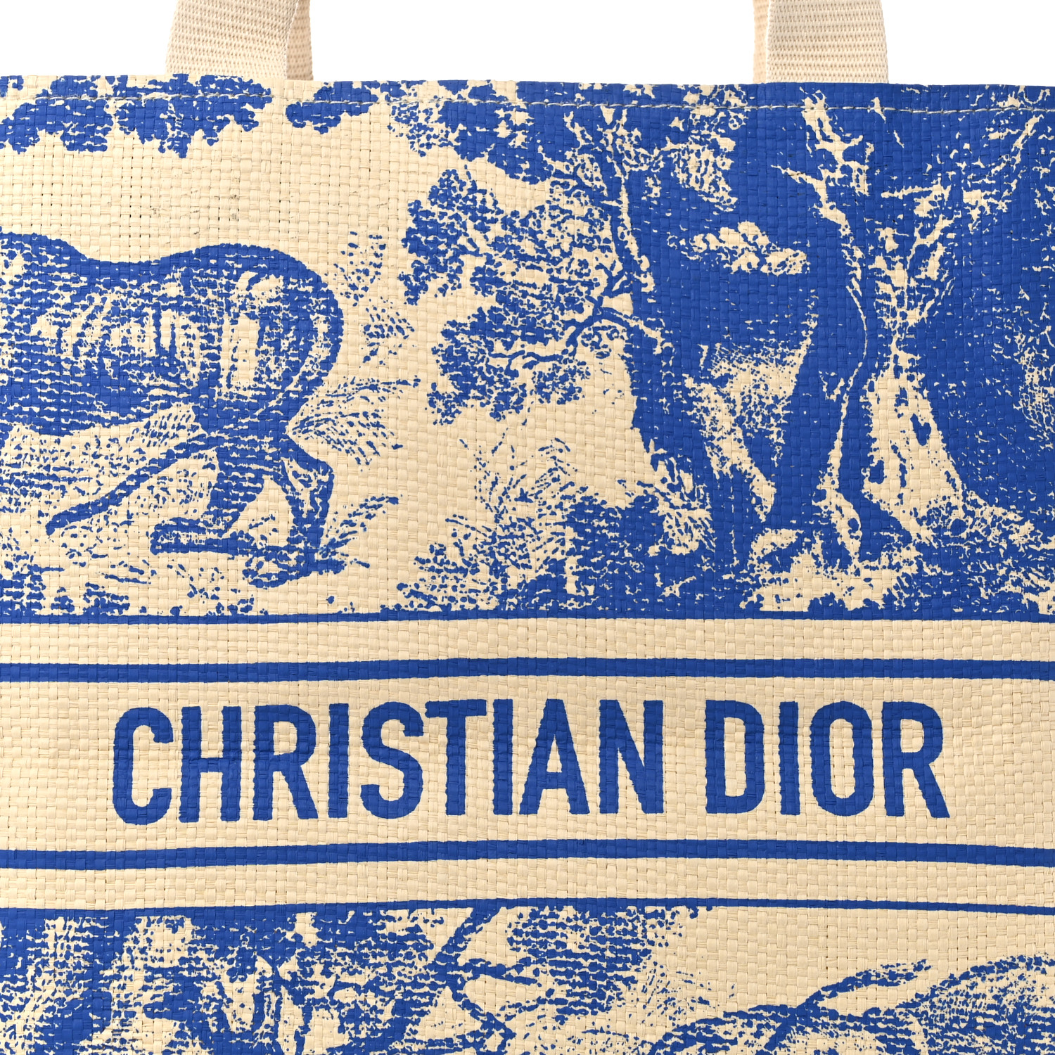 CHRISTIAN DIOR Straw Dioriviera Tote Blue 1665693 | FASHIONPHILE