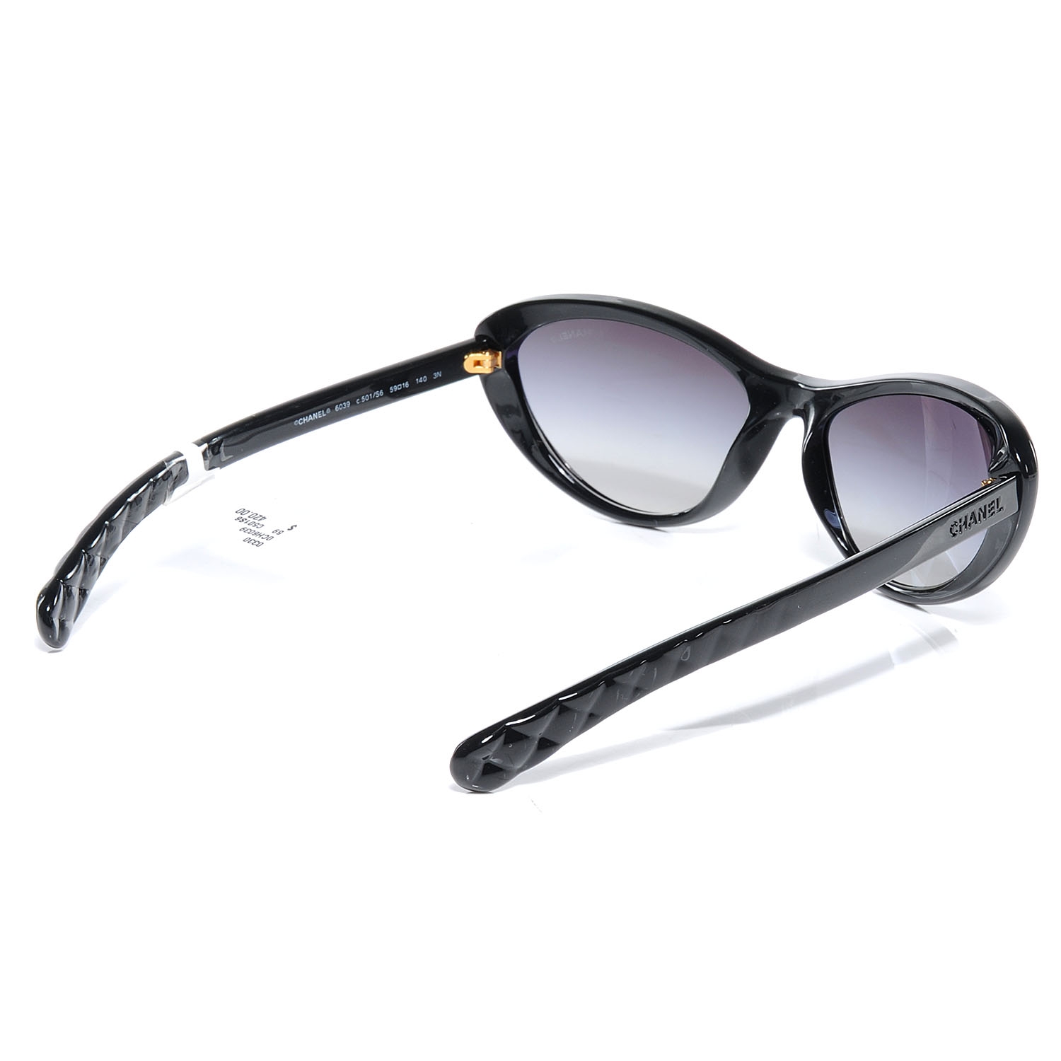 CHANEL Cat Eye Chain Sunglasses 6039 Black 53144