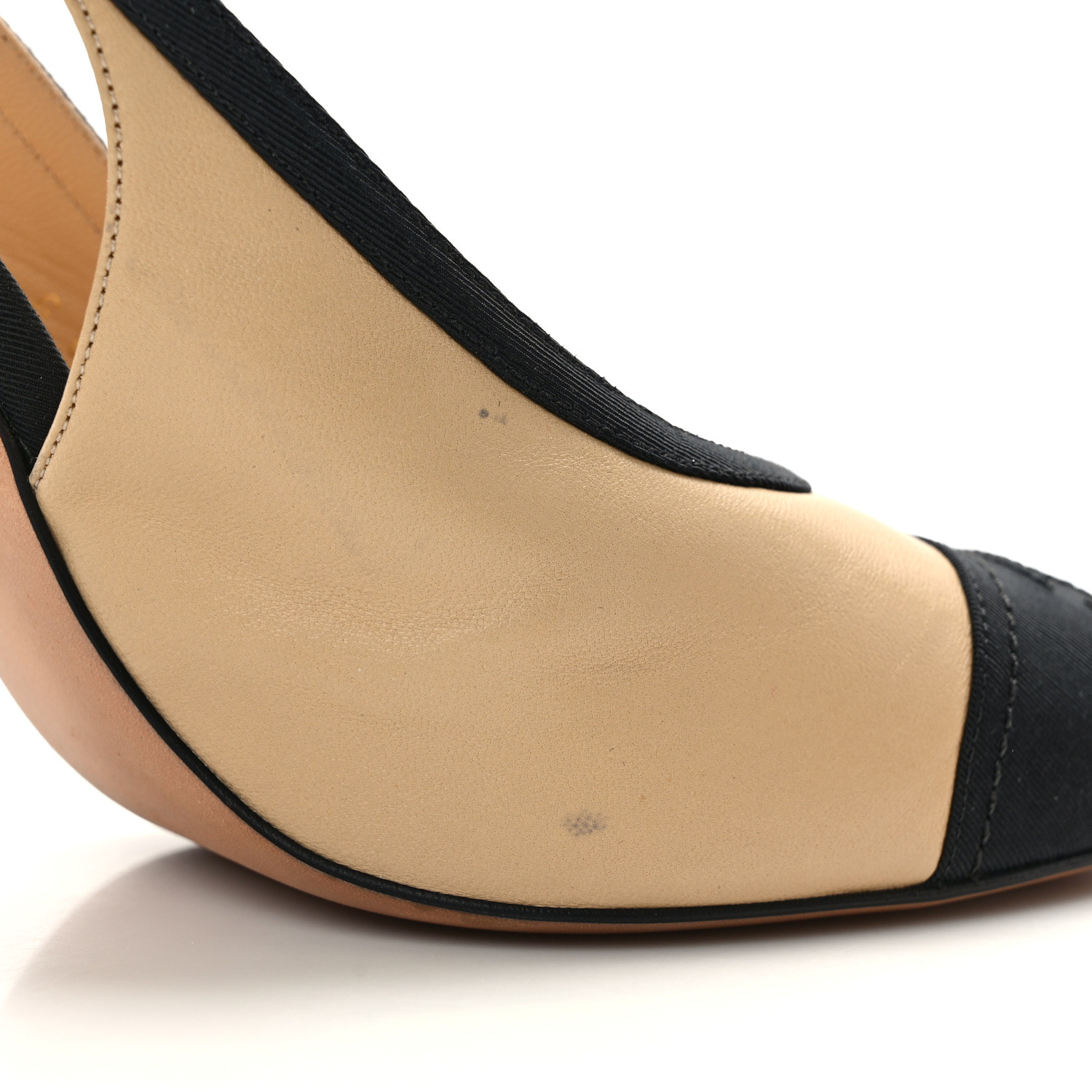 CHANEL Lambskin Grosgrain Cap Toe CC Slingback Pumps 39
