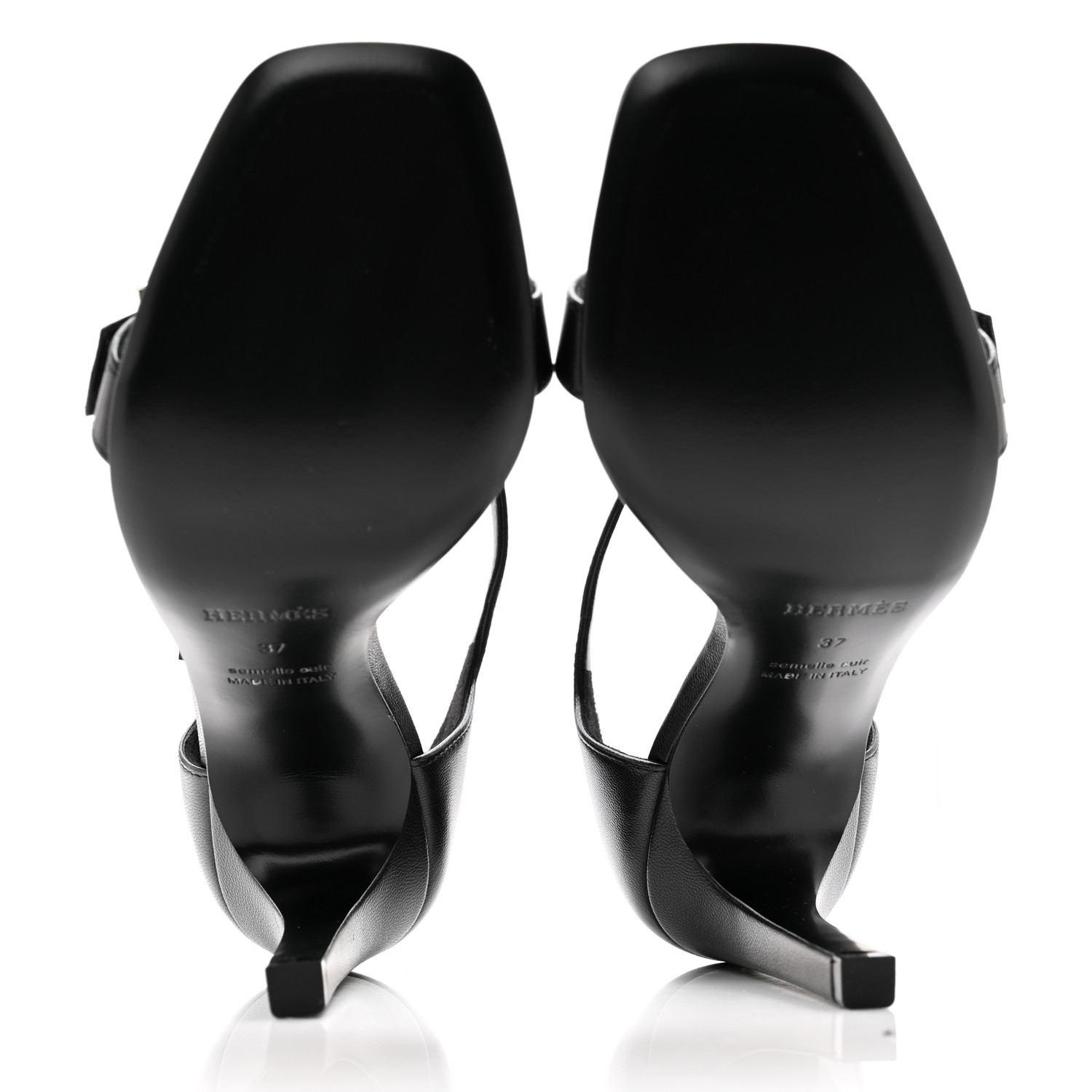 HERMES Chevre Judy 105 Sandals 37 Black 1503336 | FASHIONPHILE