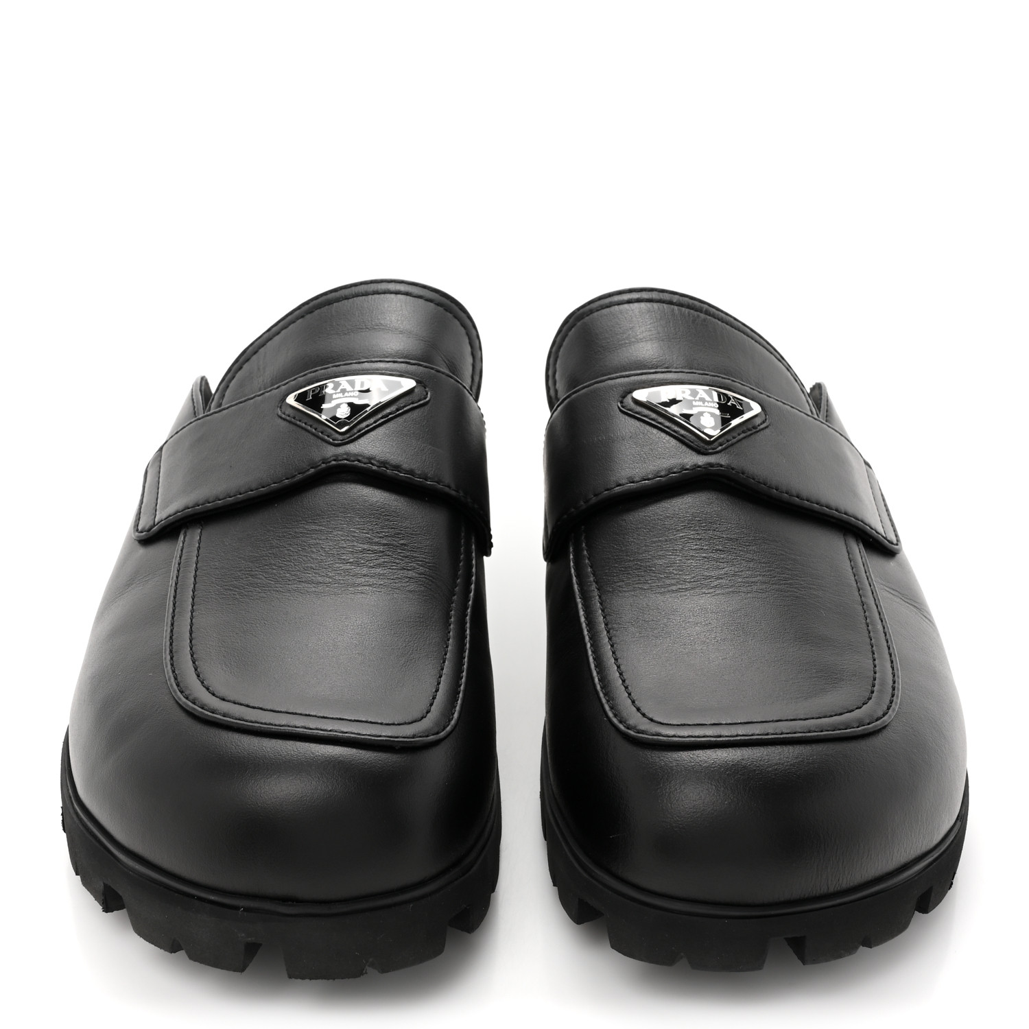 サンダル・ミュール PRADA Triangle logo sabot Prada triangle-logo Platform Sandals | Black | FARFETCH
