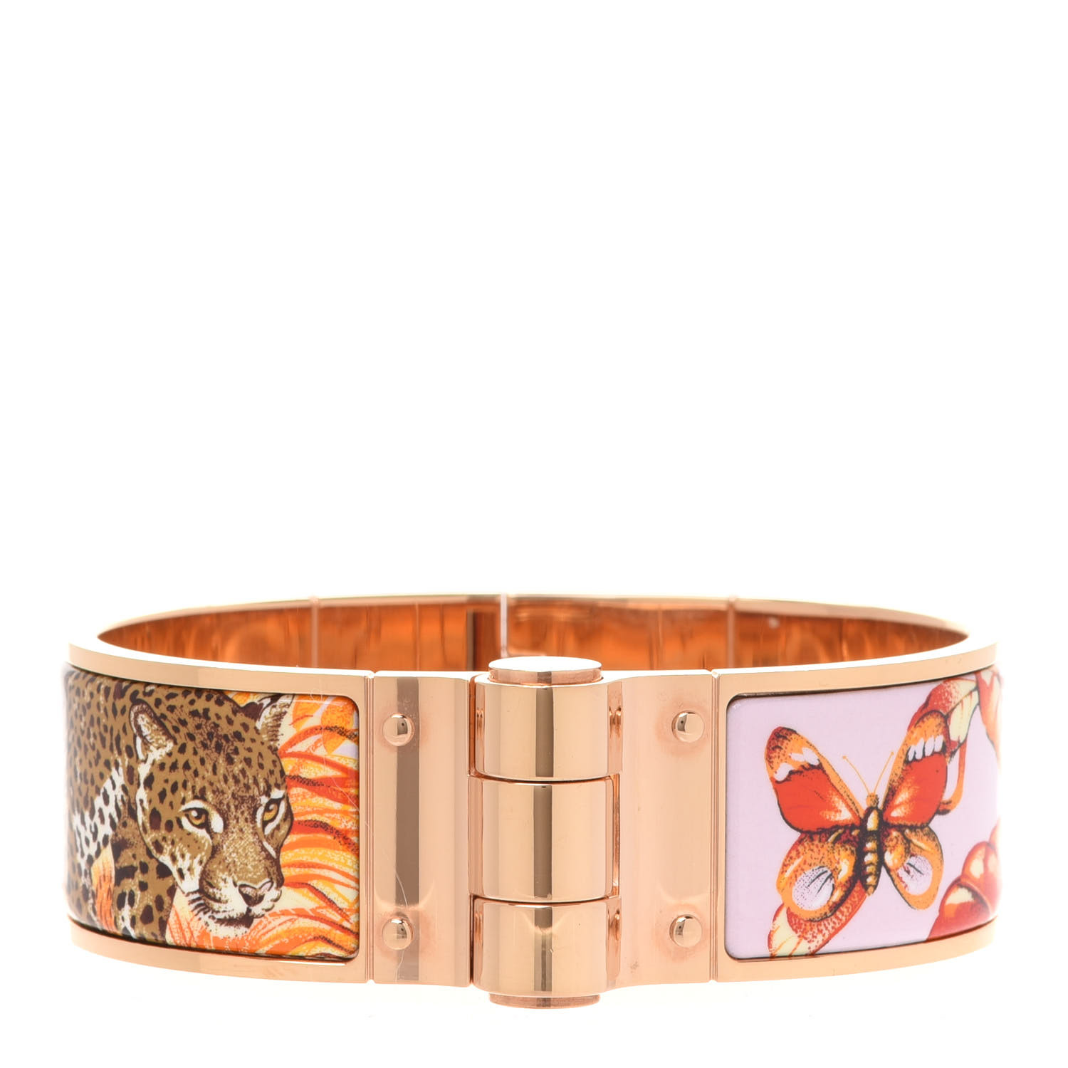 HERMES Enamel Printed Equateur Wide Hinged Bracelet La Vie