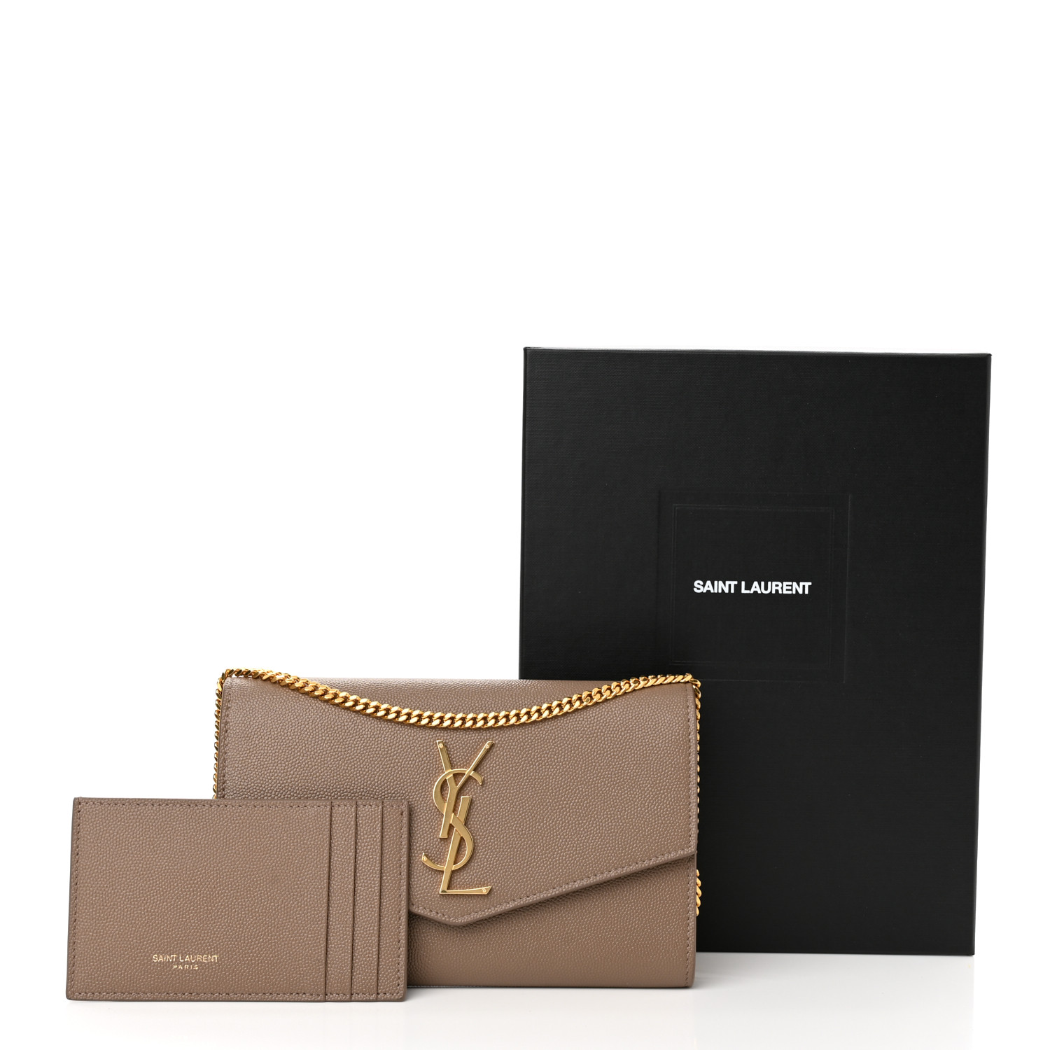 ★Saint Laurent★Grain De Poudre モノグラム ウォレット SAINT LAURENT Grain De Poudre Monogram Uptown Chain Wallet