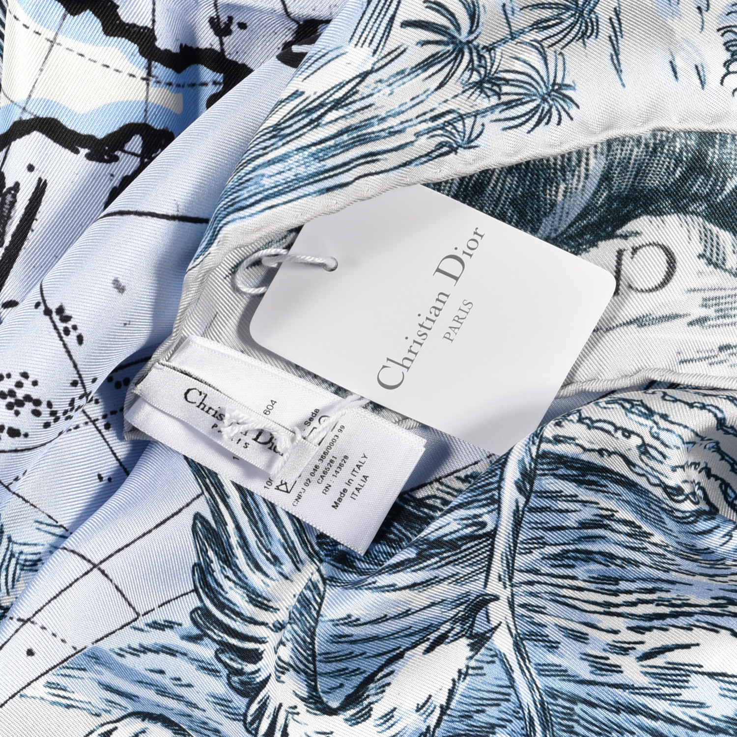 CHRISTIAN DIOR Silk Around The World Scarf 90 Grey 998965