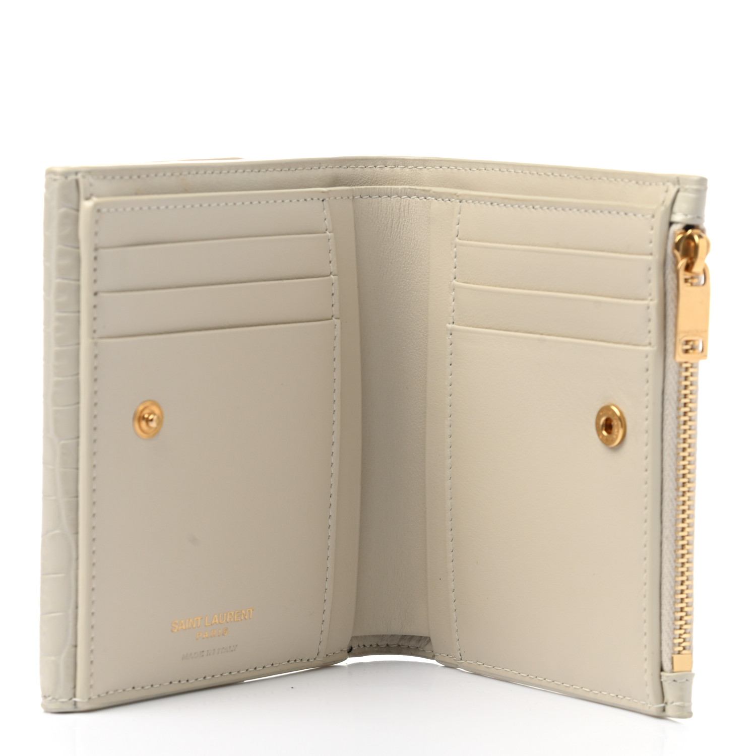 SAINT LAURENT Shiny Calfskin Crocodile Embossed Monogram