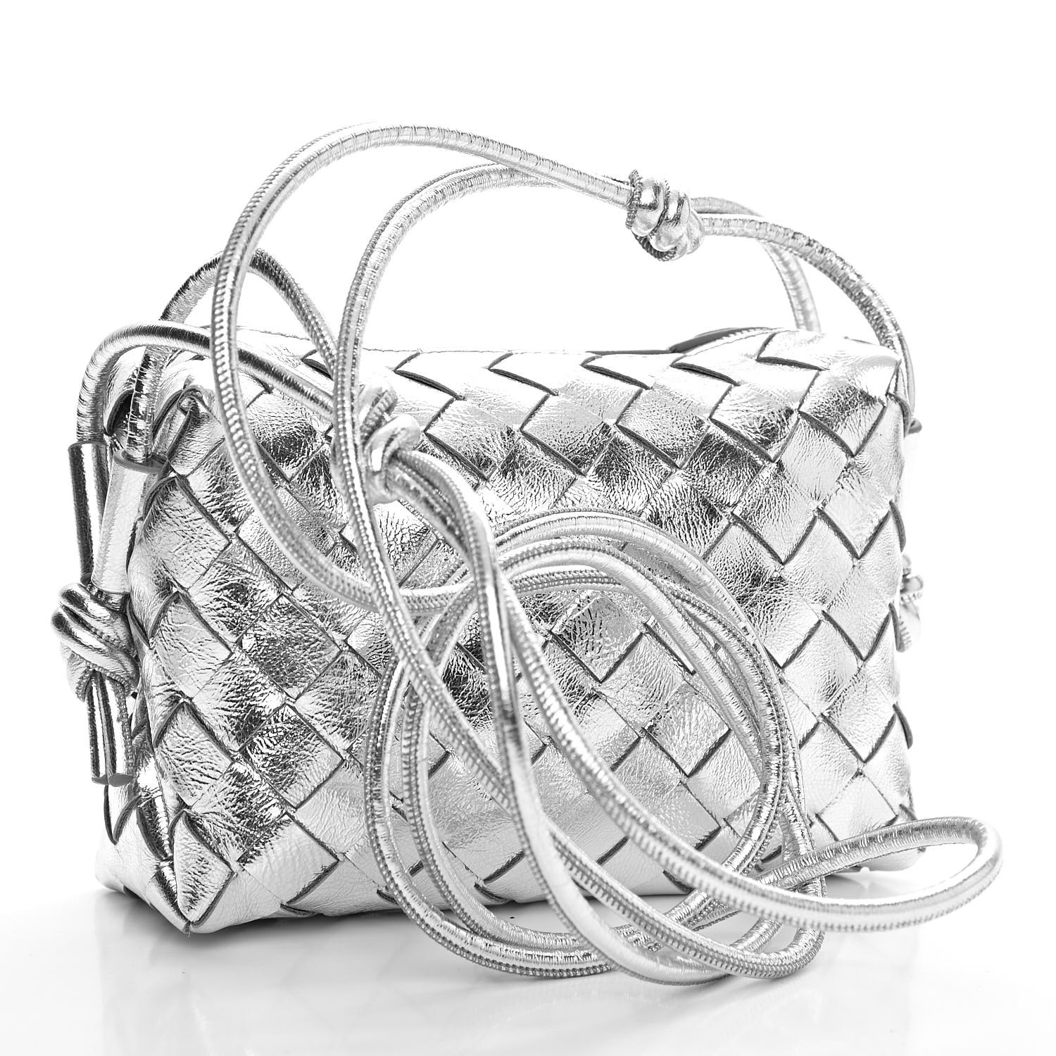 BOTTEGA VENETA Metallic Calfskin Intrecciato Mini Loop