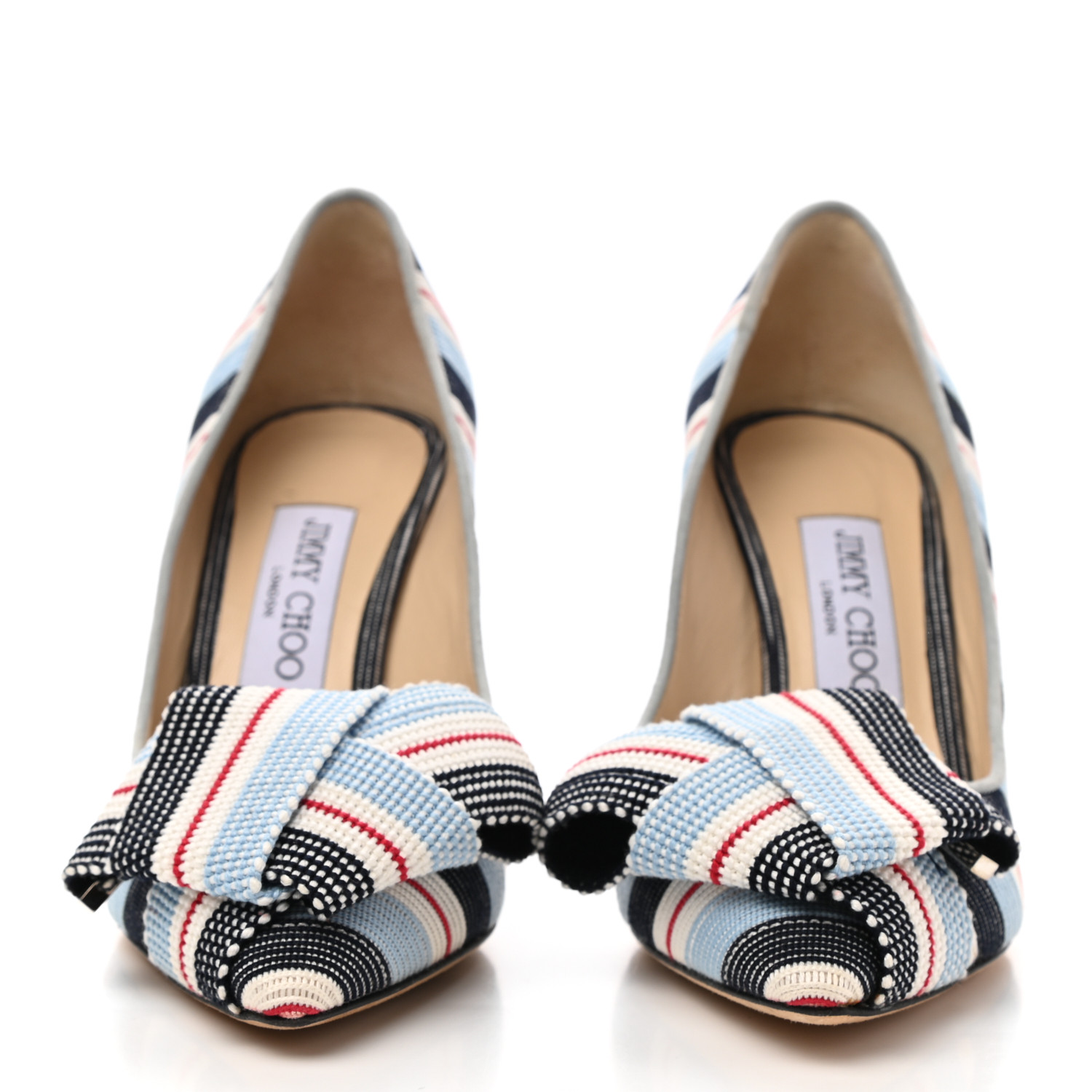 JIMMY CHOO Tegan 85 Striped Pumps 37 Blue Red 1039006