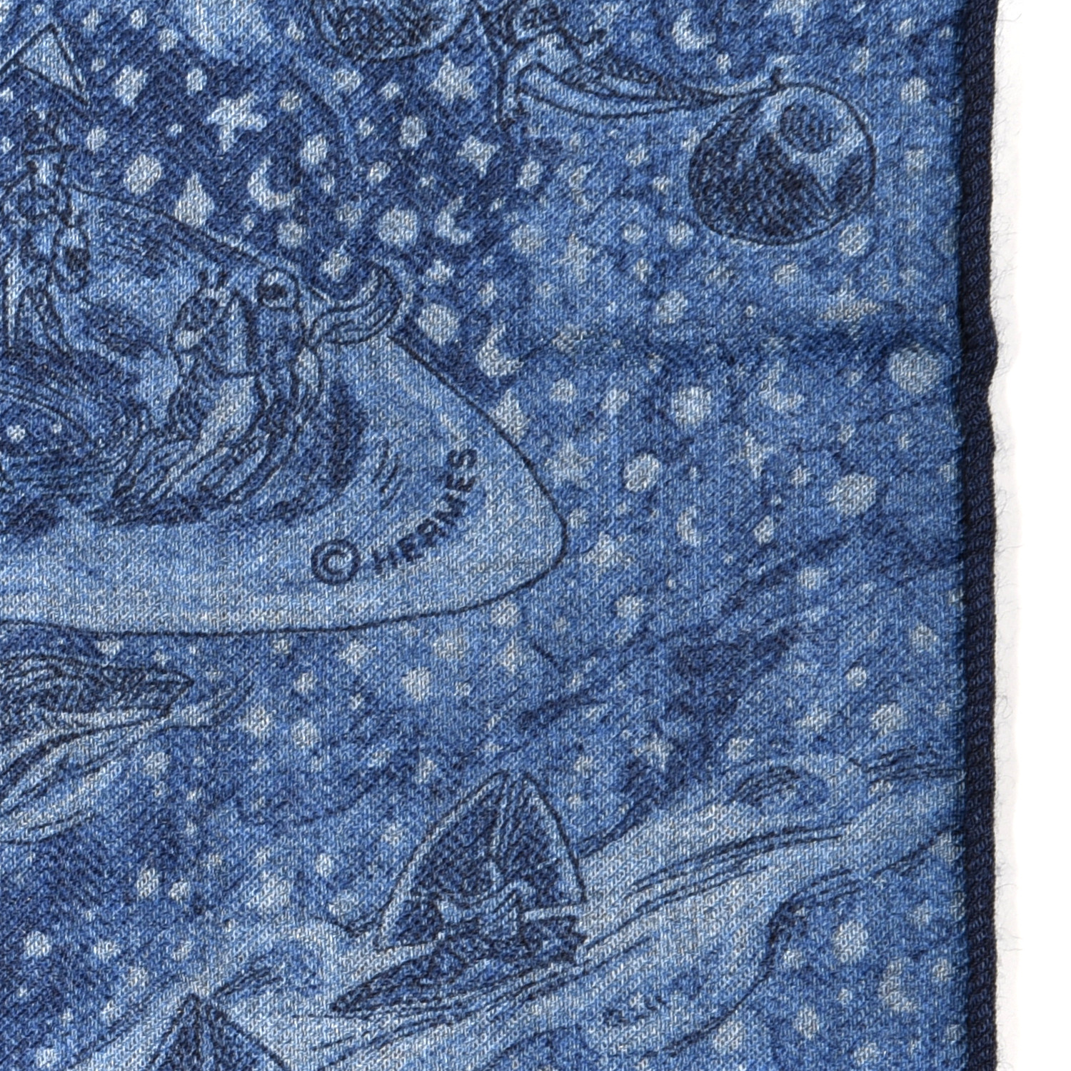 HERMES Cashmere Silk Nothing But A Dreamer Scarf 100 Bleu