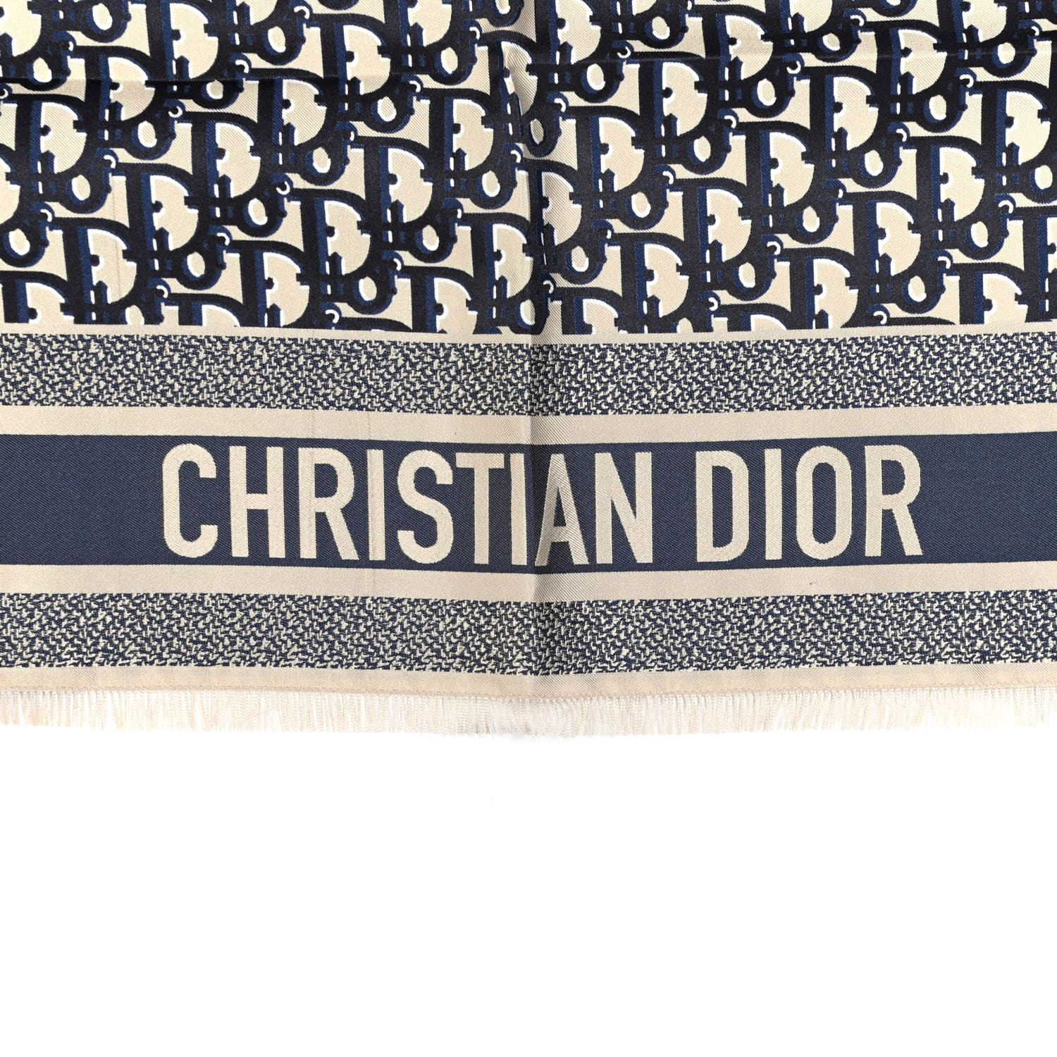 CHRISTIAN DIOR Silk Oblique Scarf Blue 787392 | FASHIONPHILE
