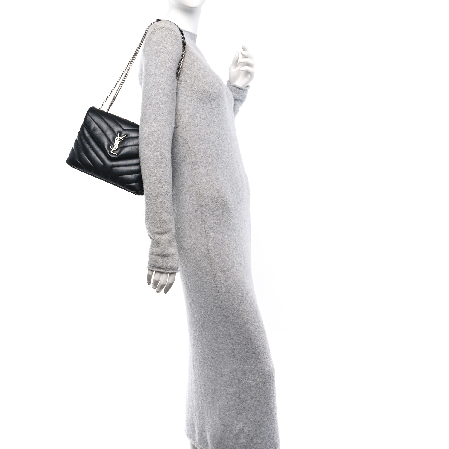 SAINT LAURENT Calfskin Y Quilted Monogram Small Loulou Chain