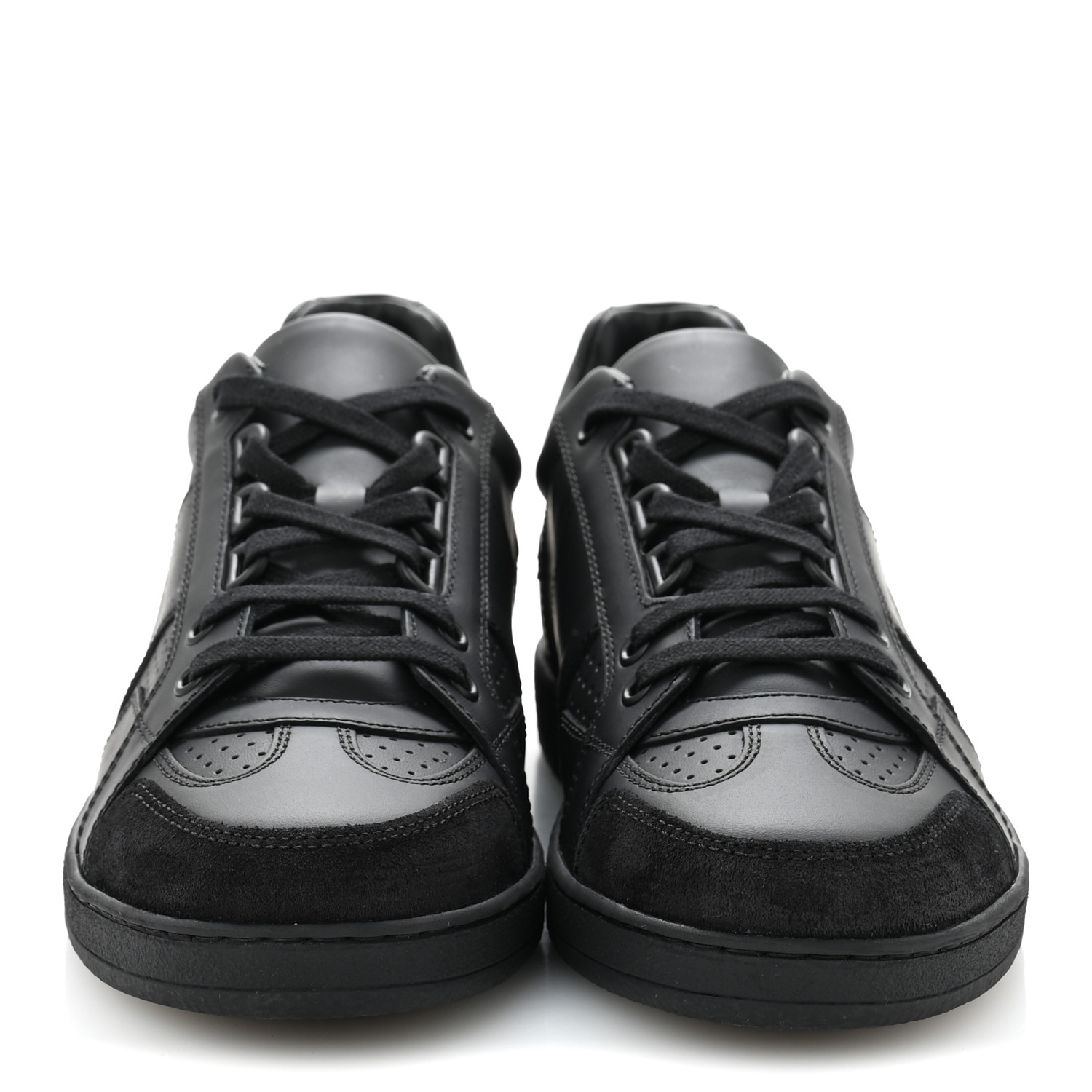 CHRISTIAN DIOR Calfskin Suede Logo Sneakers 37 Black 1707086