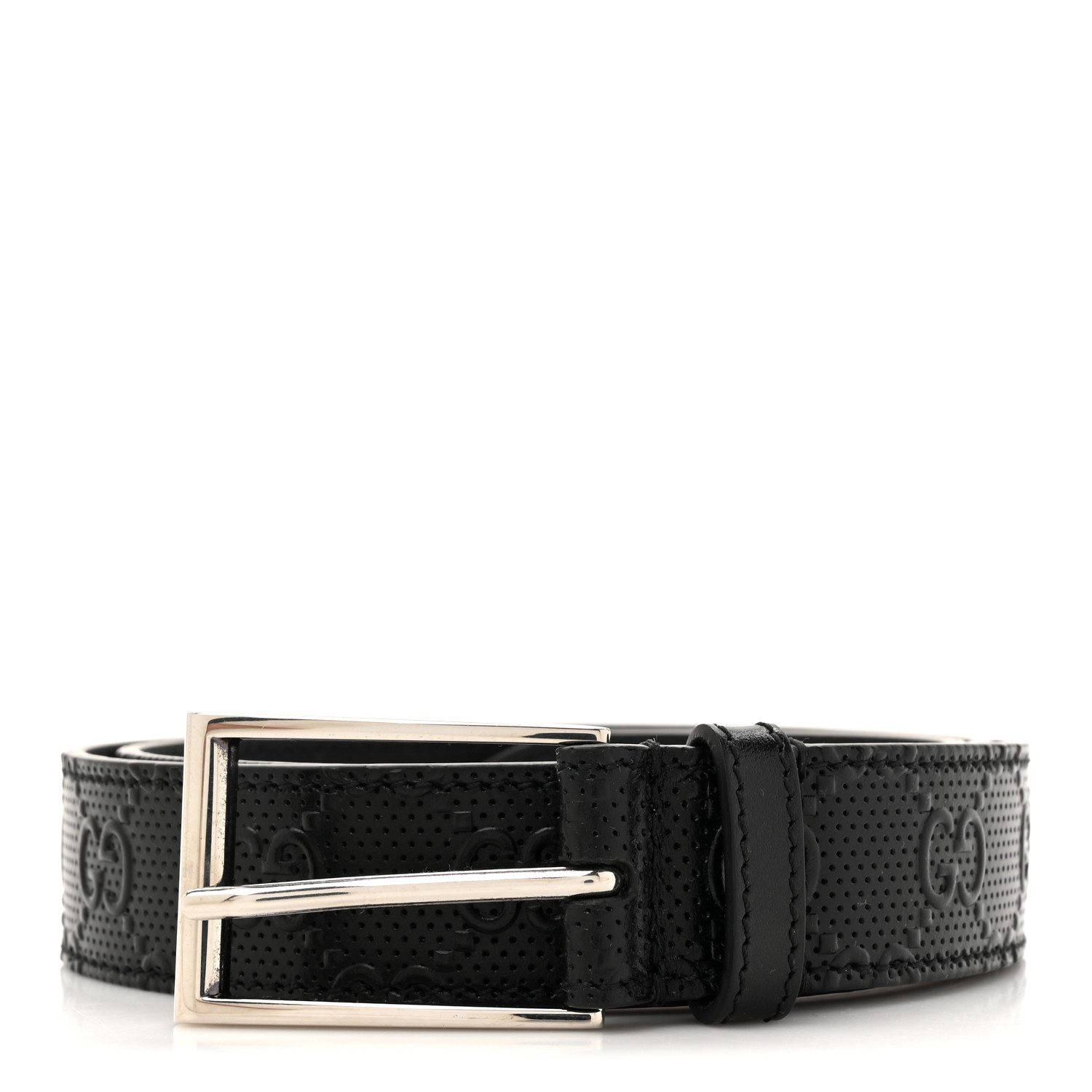 GUCCI Calfskin GG Tennis Embossed Double G 40mm Belt 90 36