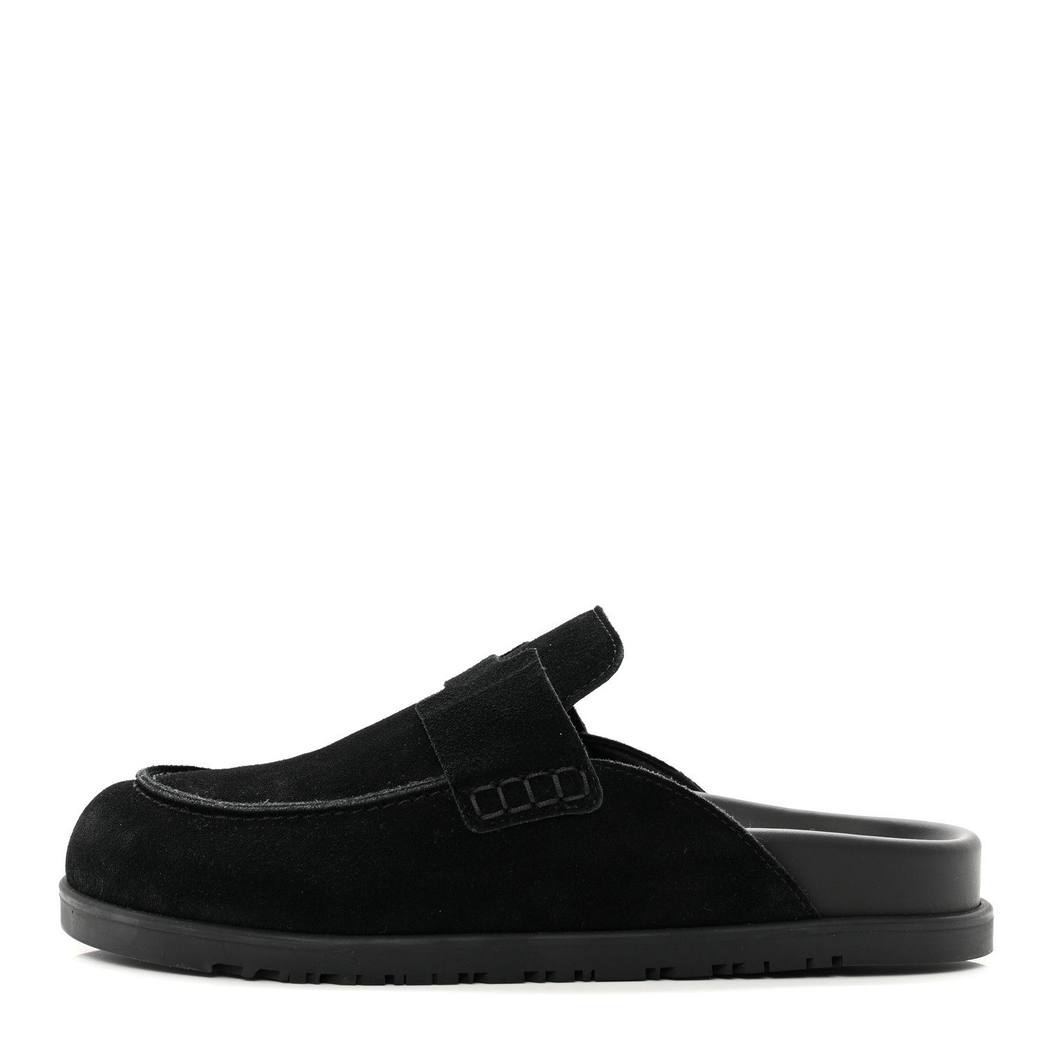 HERMES ブラック スエード×ミンク ミュール HERMES Suede Calfskin Go Mules 39 Black 1379440 | FASHIONPHILE