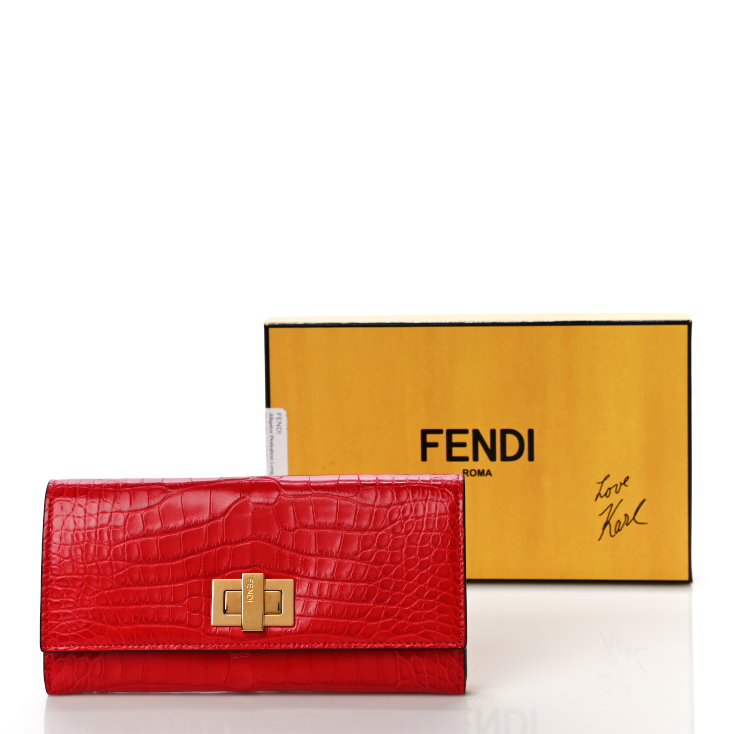 FENDI Shiny Alligator Vitello Century Lucido Peekaboo