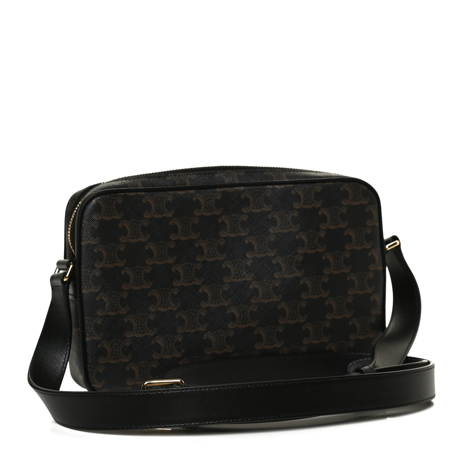 CELINE Triomphe Canvas Medium Messenger Bag Black 980697