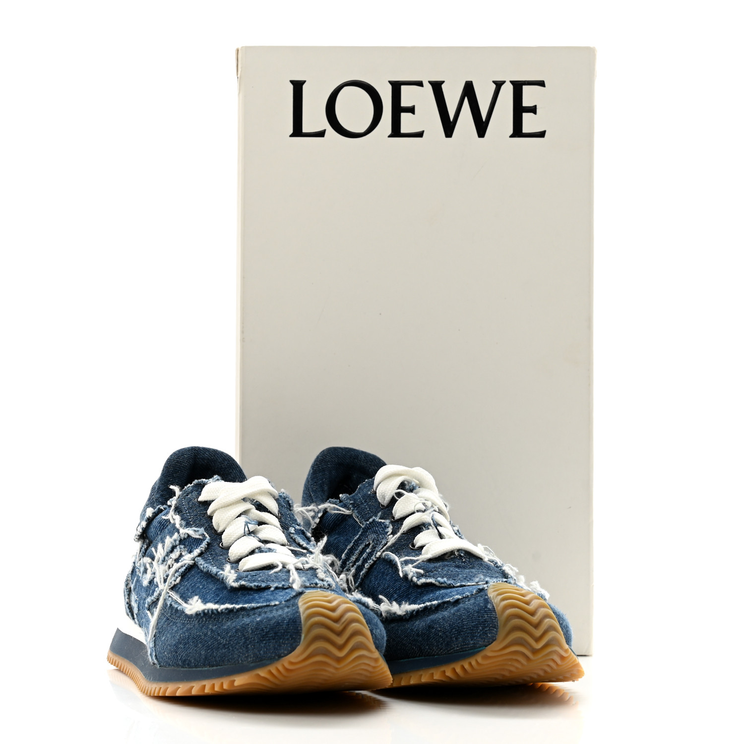 LOEWE Deconstructed Denim Flow Runner Sneakers 36 Blue