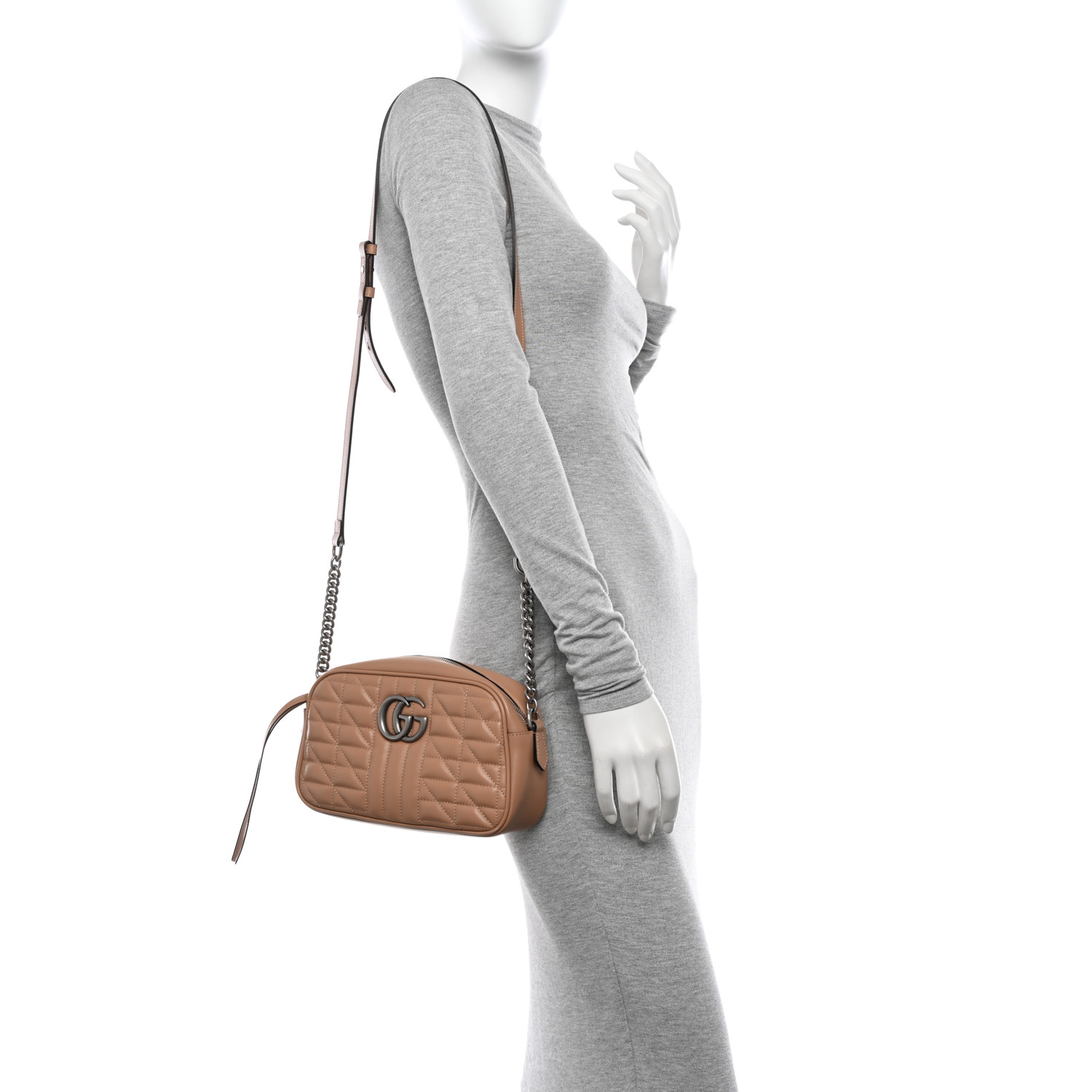 GUCCI Calfskin Matelasse Aria Small GG Marmont Chain