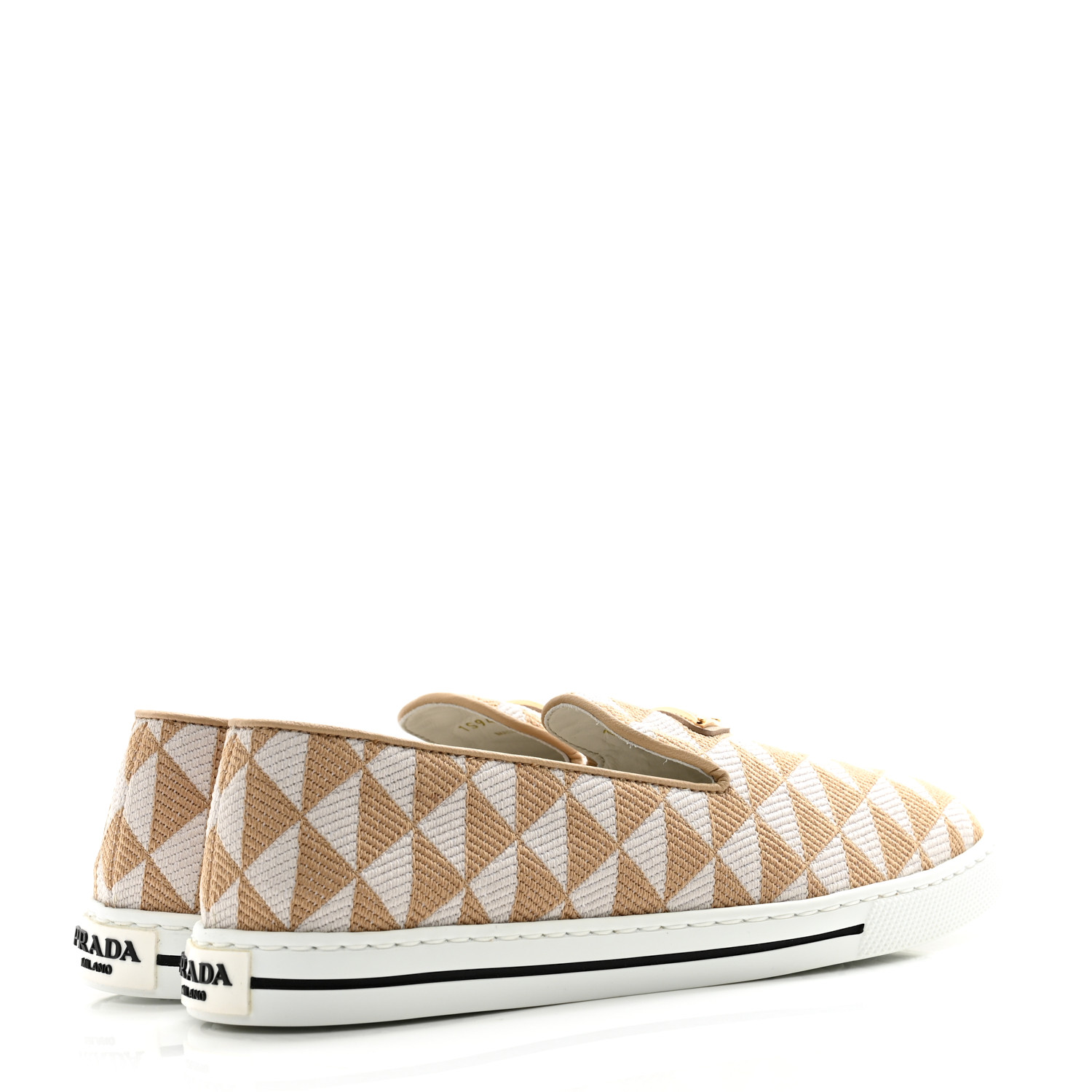 PRADA Jacquard Trianglolo Symbole Embroidered Metal Triangle