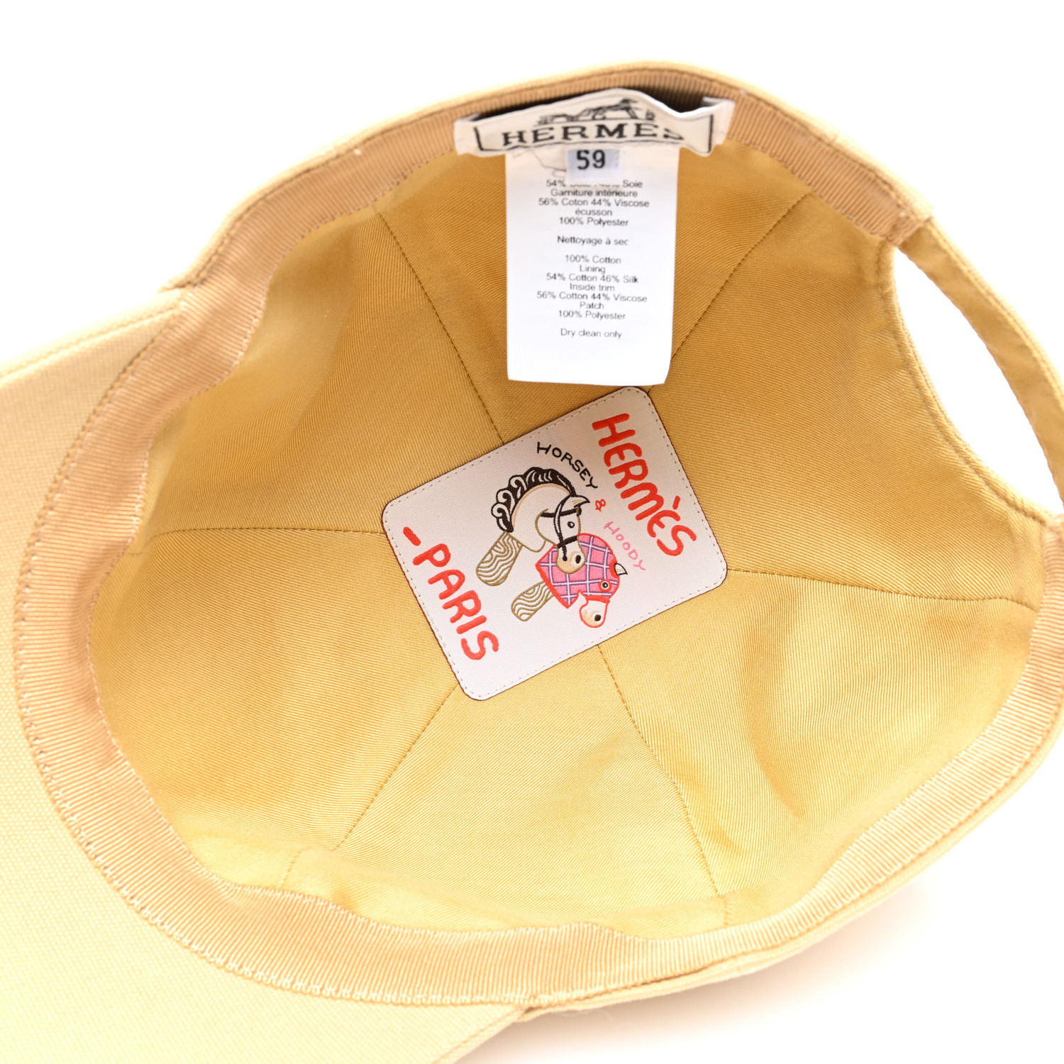 HERMES Cotton Canvas Serena Seashell Cap 59 Bege Albatre